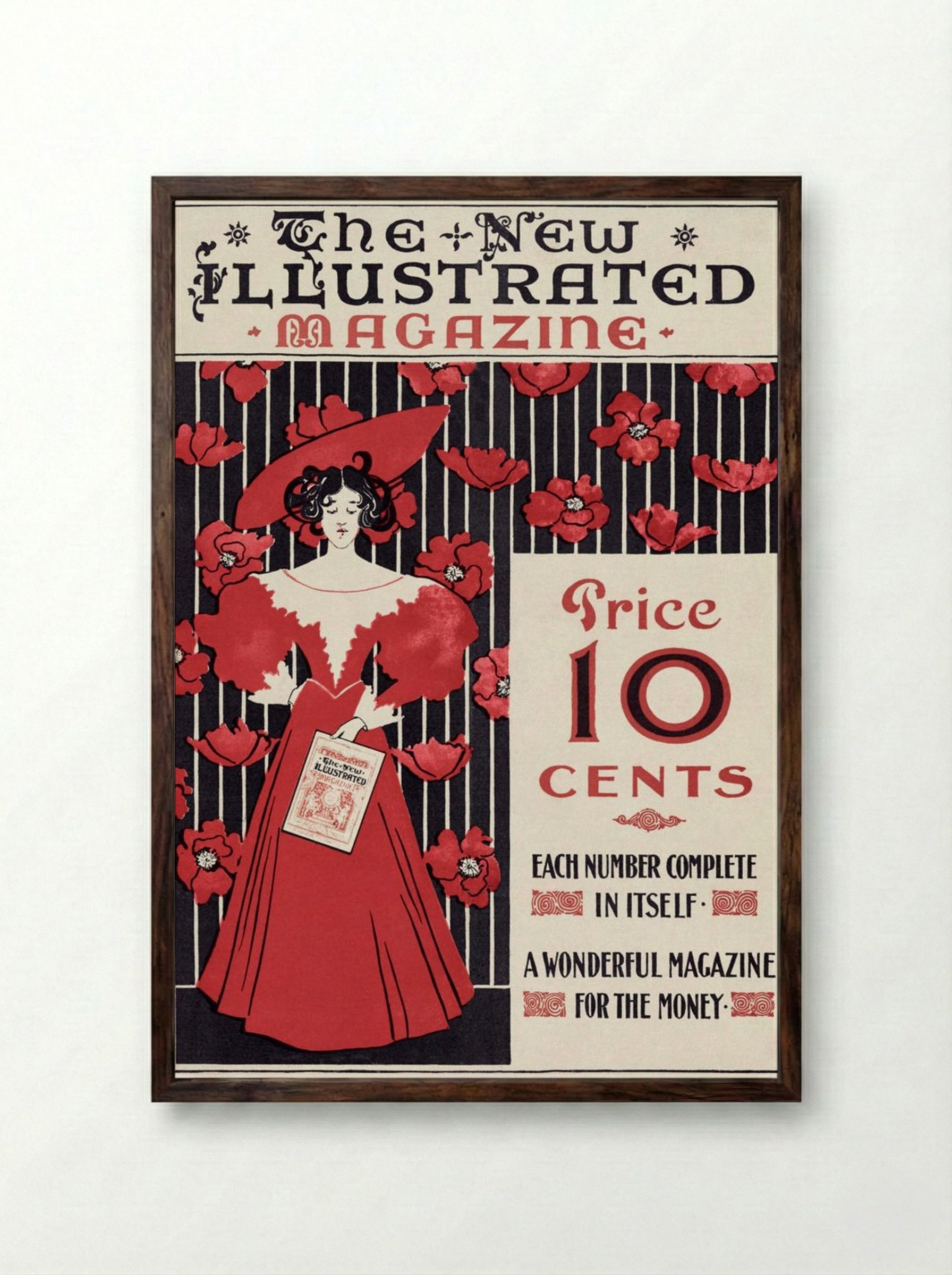 The New Illustrated Magazine (Cover Design) - Ethel Reed - Framed Print Dark Wood