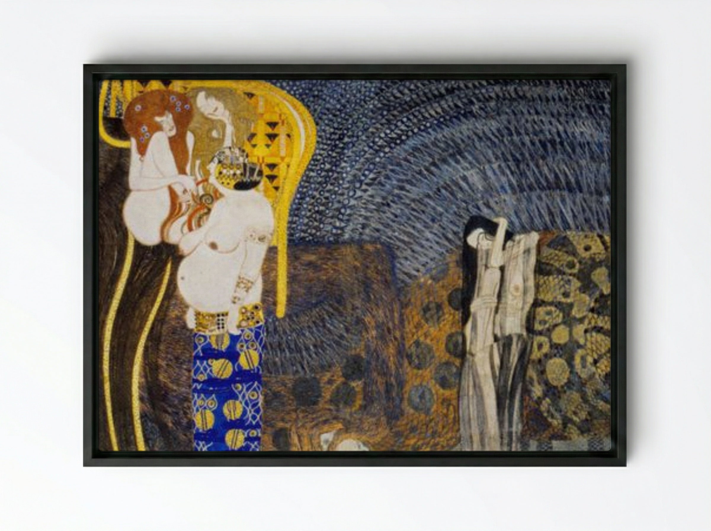 The Hostile Powers - Gustav Klimt - Framed Canvas Black