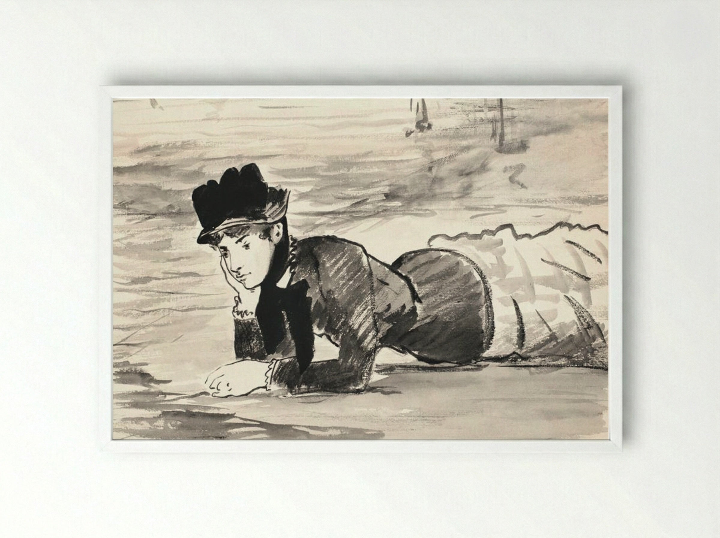 Annabel Lee - Édouard Manet - Framed Print White