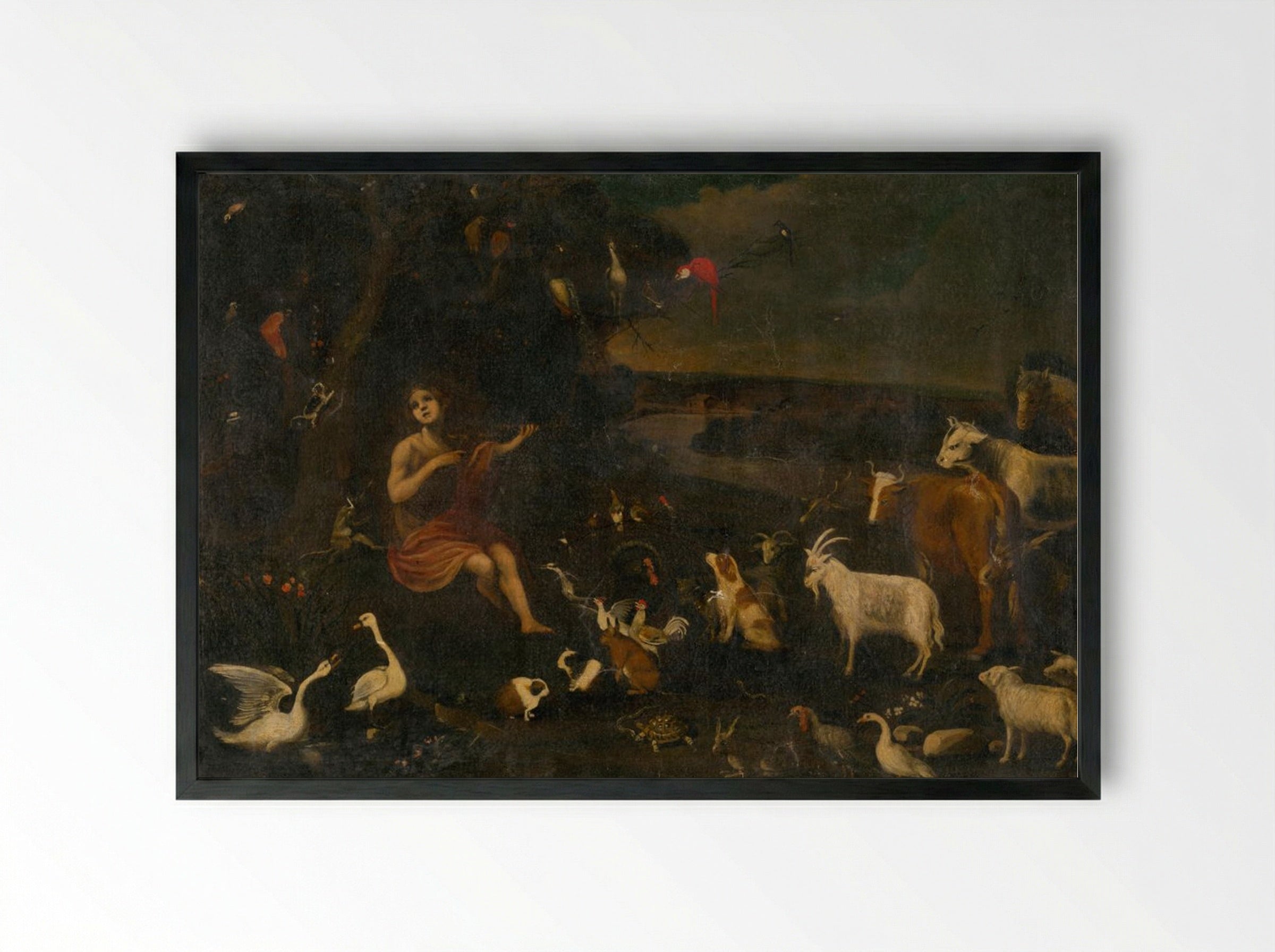 Orpheus Charming the Animals - Roelant Savery - Framed Print Black