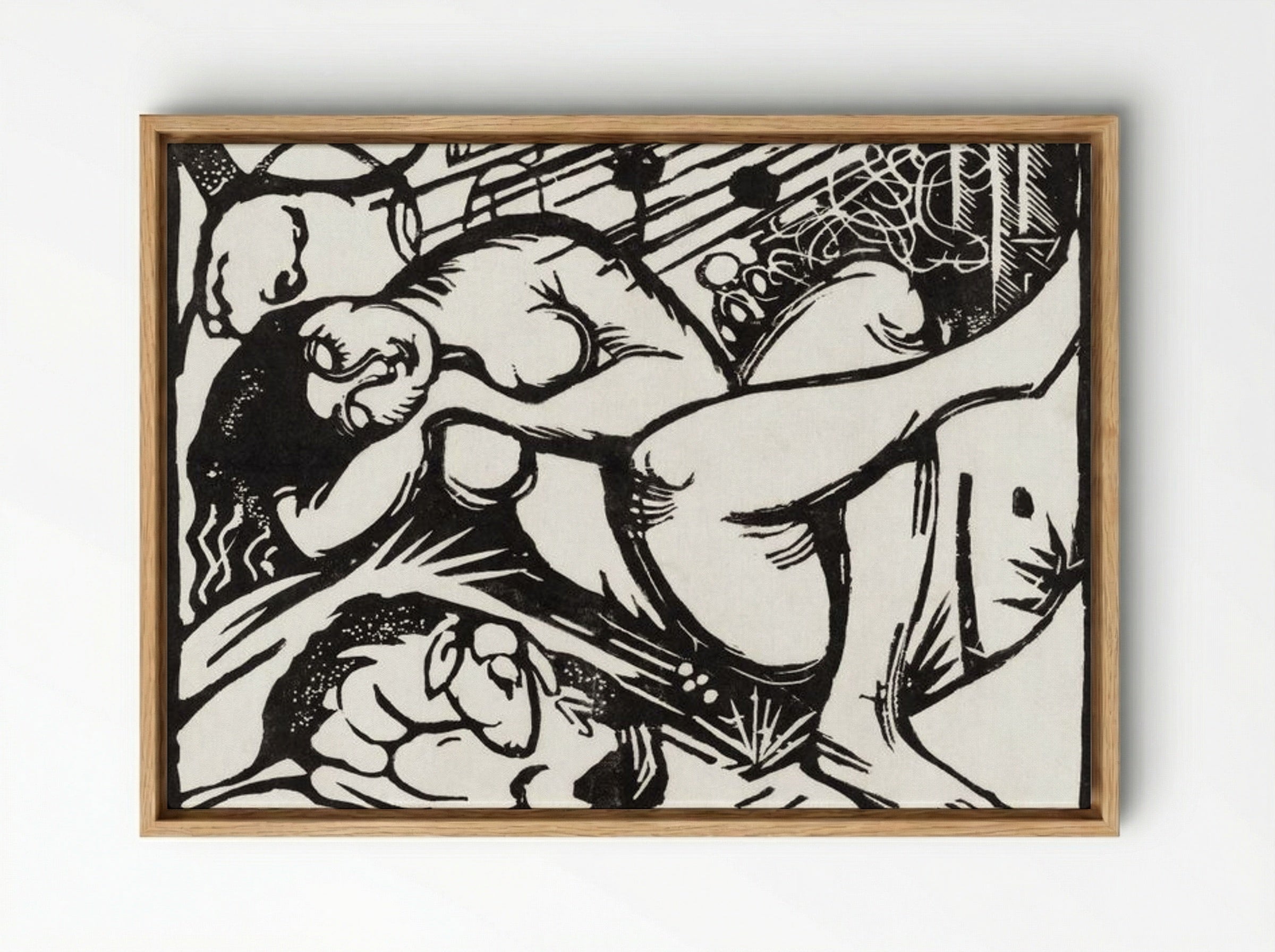 Sleeping Shepherdess - Franz Marc - Framed Canvas Wood