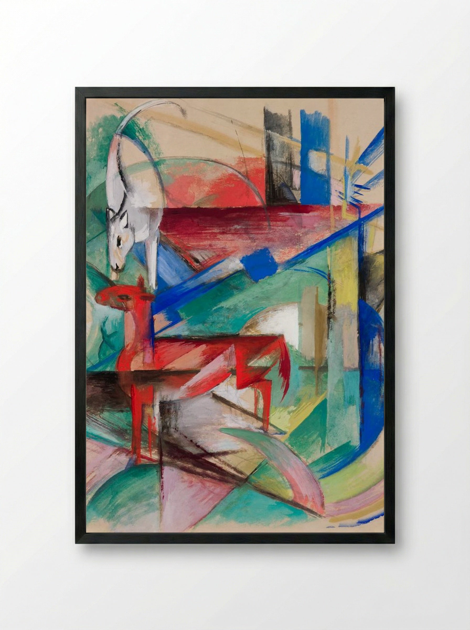 Landscape with Animals - Franz Marc - Framed Print Black