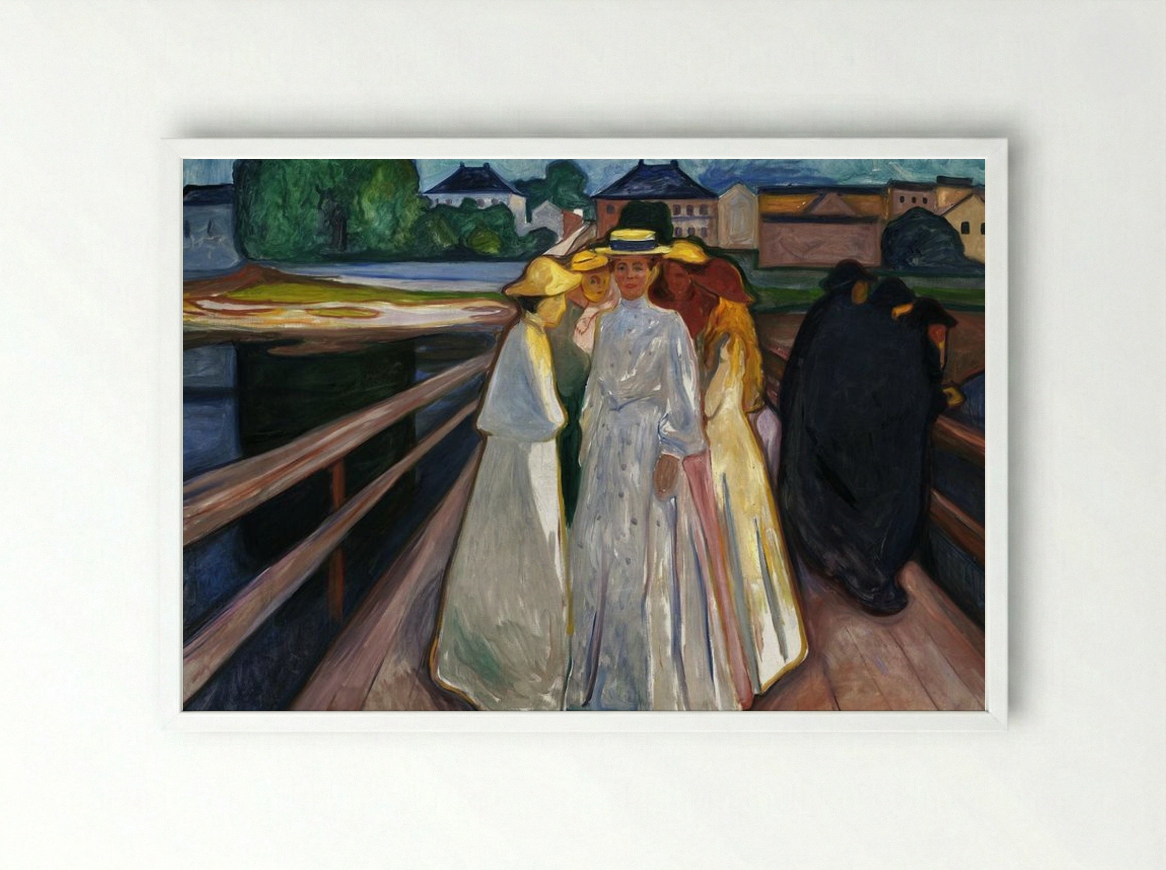 On the Bridge - Edvard Munch - Framed Print White