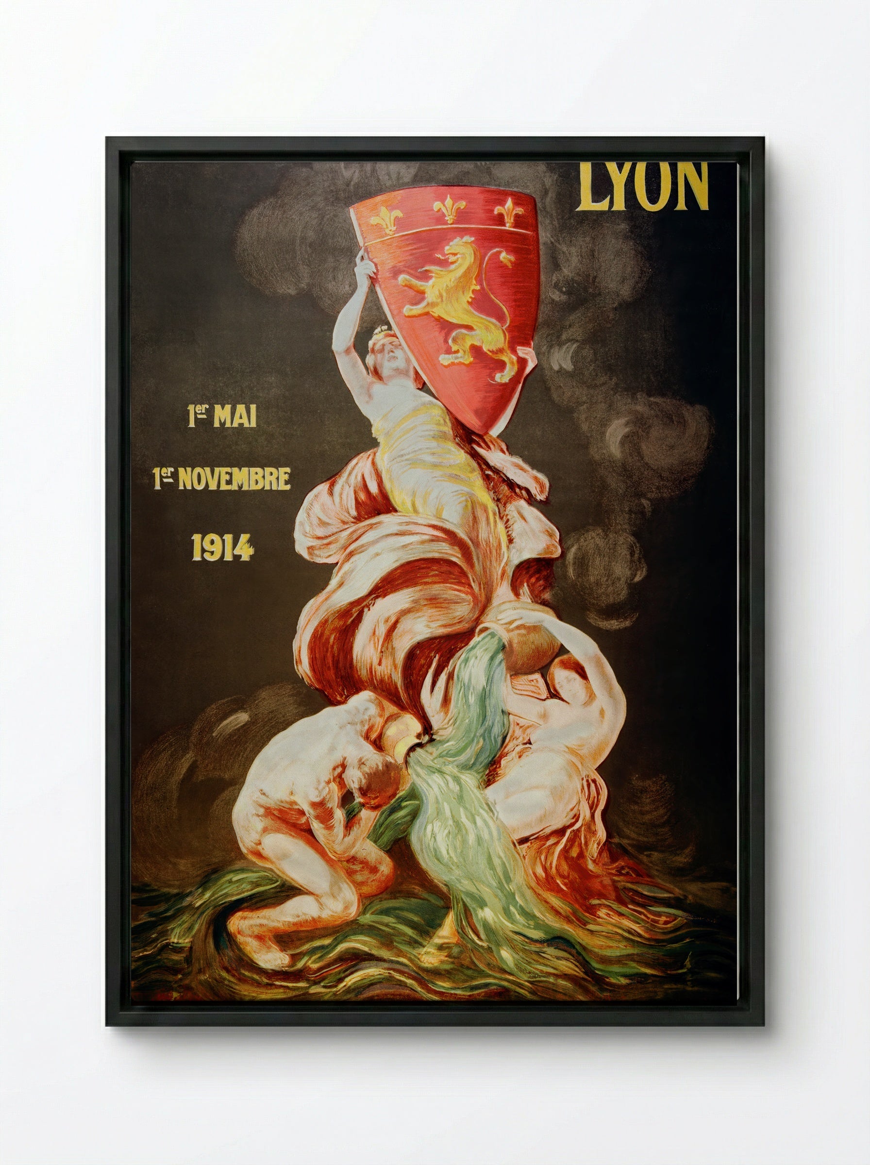 Lyon International Exhibition, 1914 - Leonetto Cappiello - Framed Canvas Black
