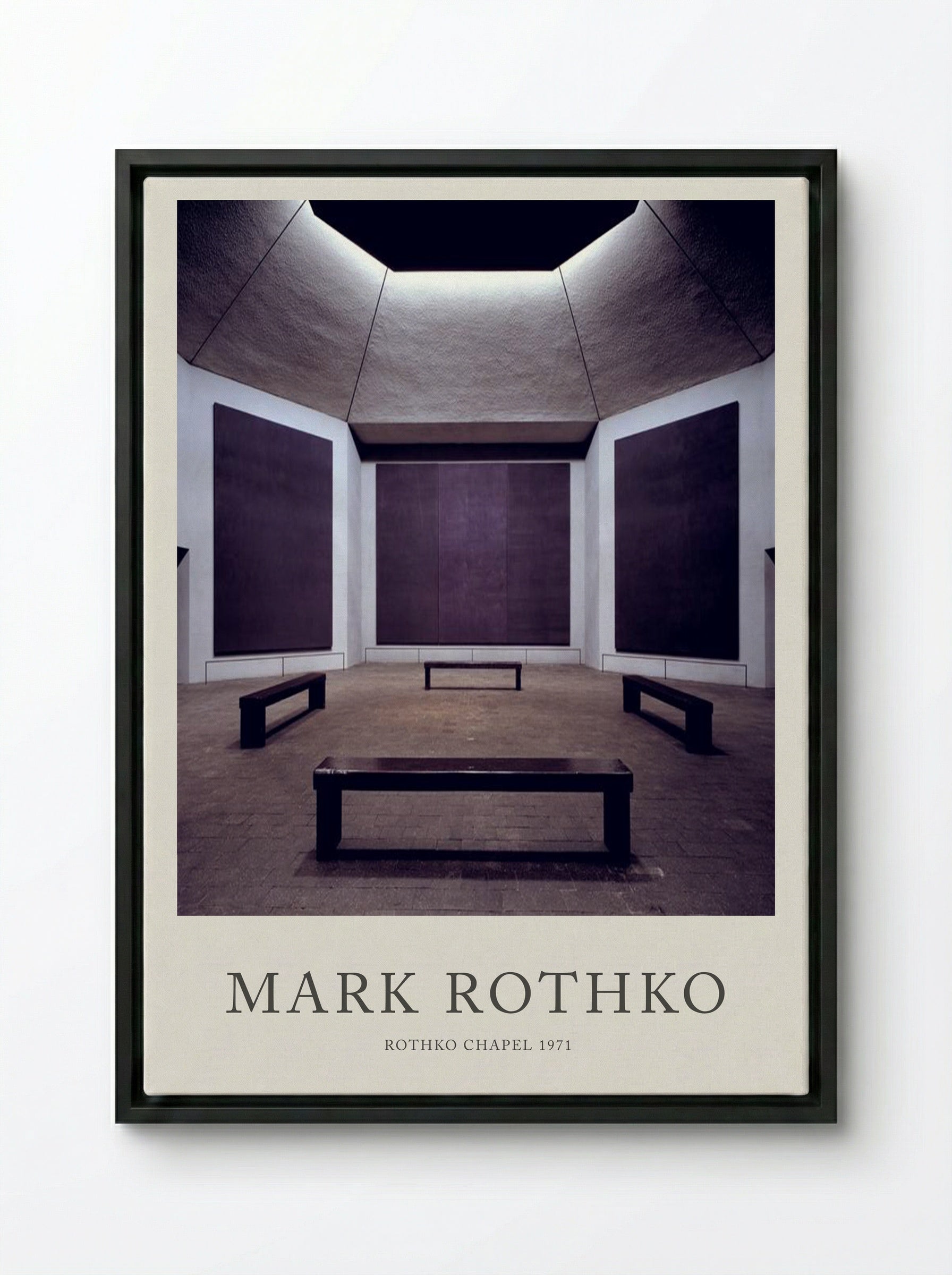 Rothko Chapel Interior - Mark Rothko - Framed Canvas Black