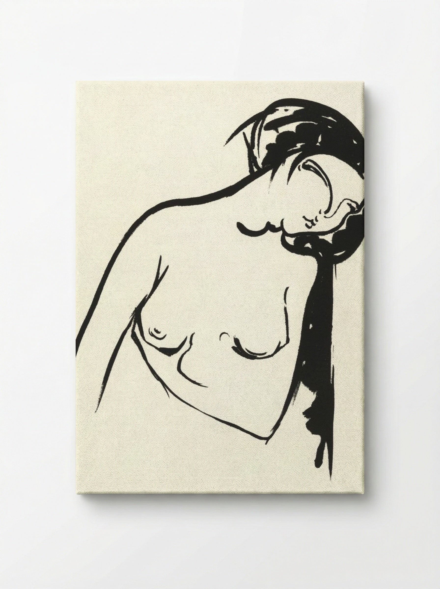 Naakte vrouw die haar borst aanraakt (Nude Woman Touching Her Breast) - Henri Jonas - Canvas