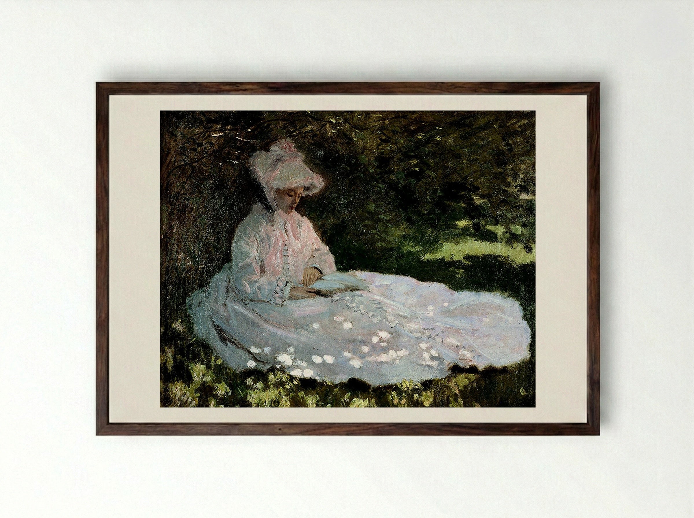 A Woman Reading - Berthe Morisot - Framed Print Dark Wood