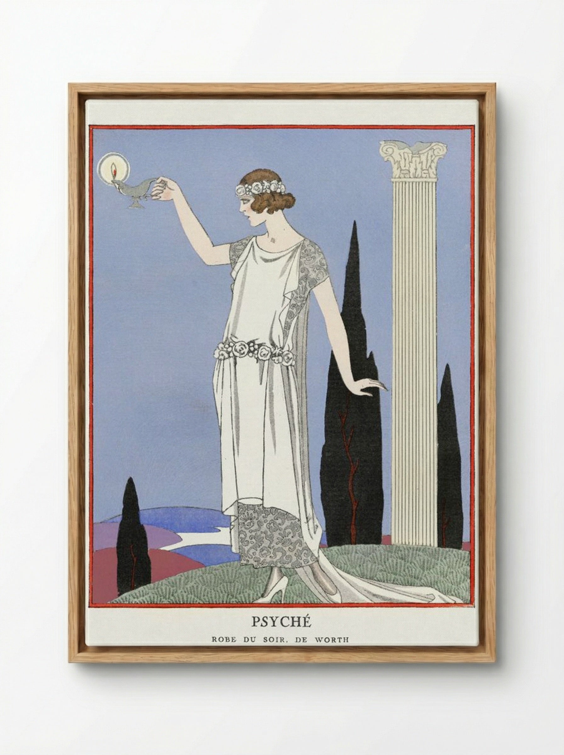 Psyché, Robe du Soir, de Worth - George Barbier - Framed Canvas Wood