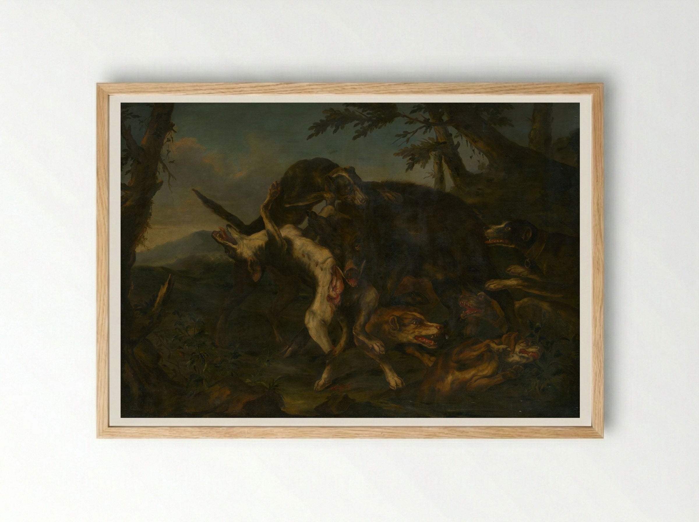 Boar Hunt - Frans Snyders - Framed Print Wood