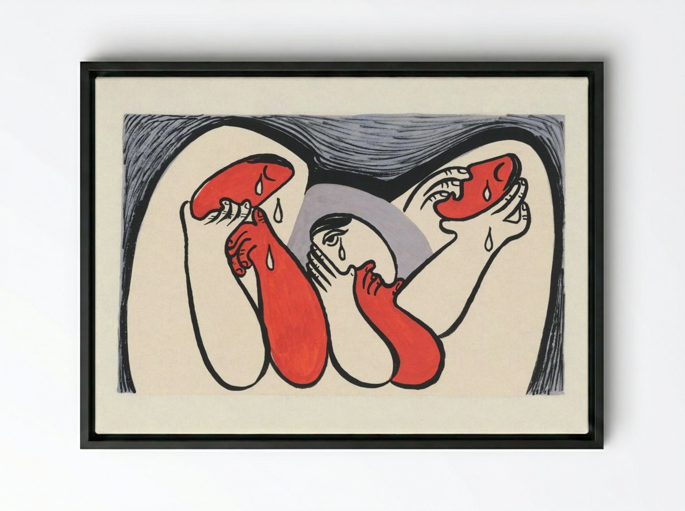 Crying Women - Mikuláš Galanda - Framed Canvas Black