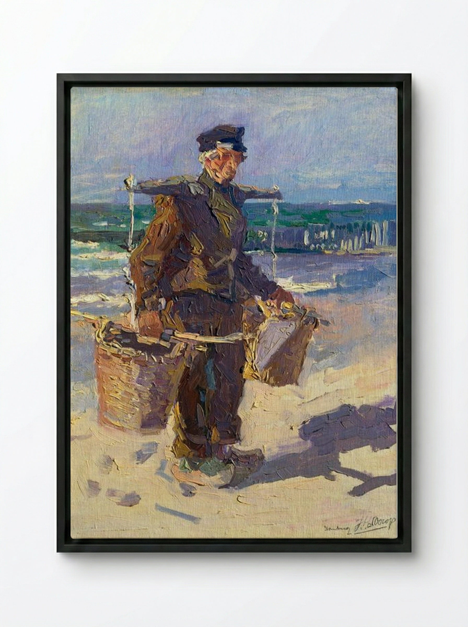 The Shell Fisherman - Jan Toorop - Framed Canvas Black