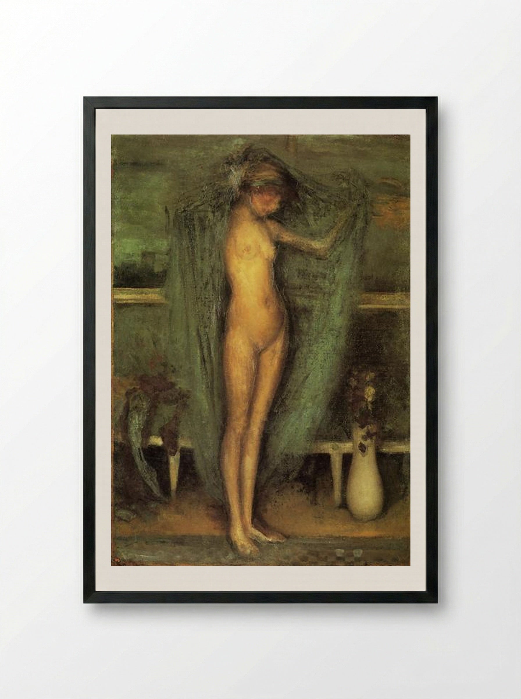 Harmony in Blue and Gold: The Little Blue Girl - James McNeill Whistler - Framed Print Black