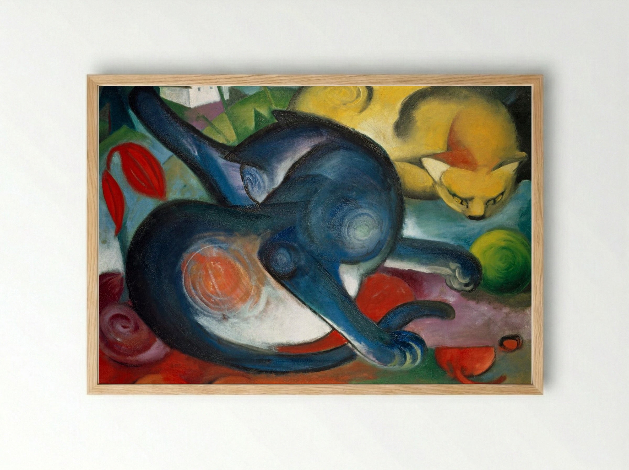 Two Cats, Blue and Yellow - Franz Marc - Framed Print Wood