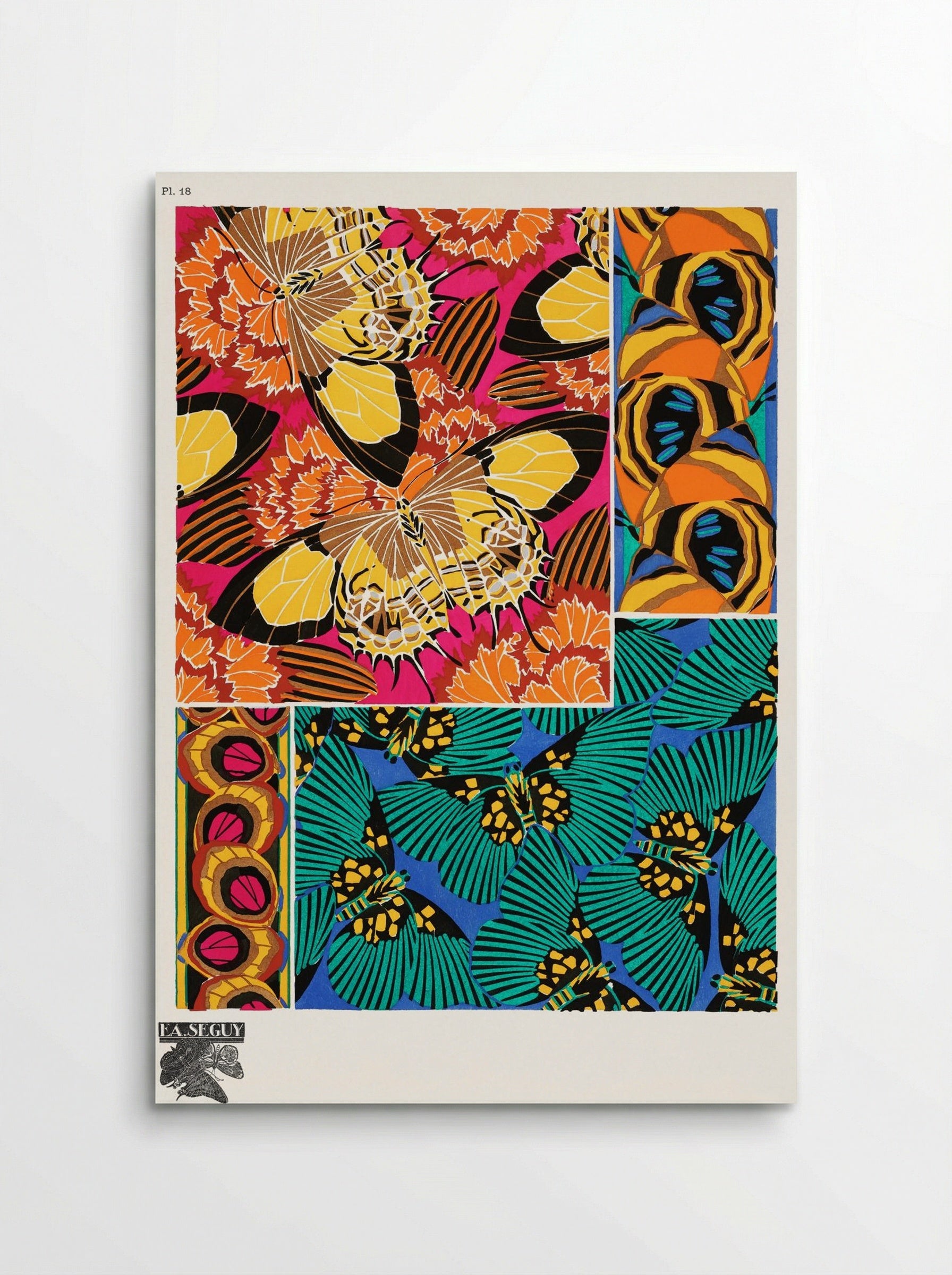 Papillons, Plate 18 (Butterfly Pattern) - Émile-Allain Séguy - Poster