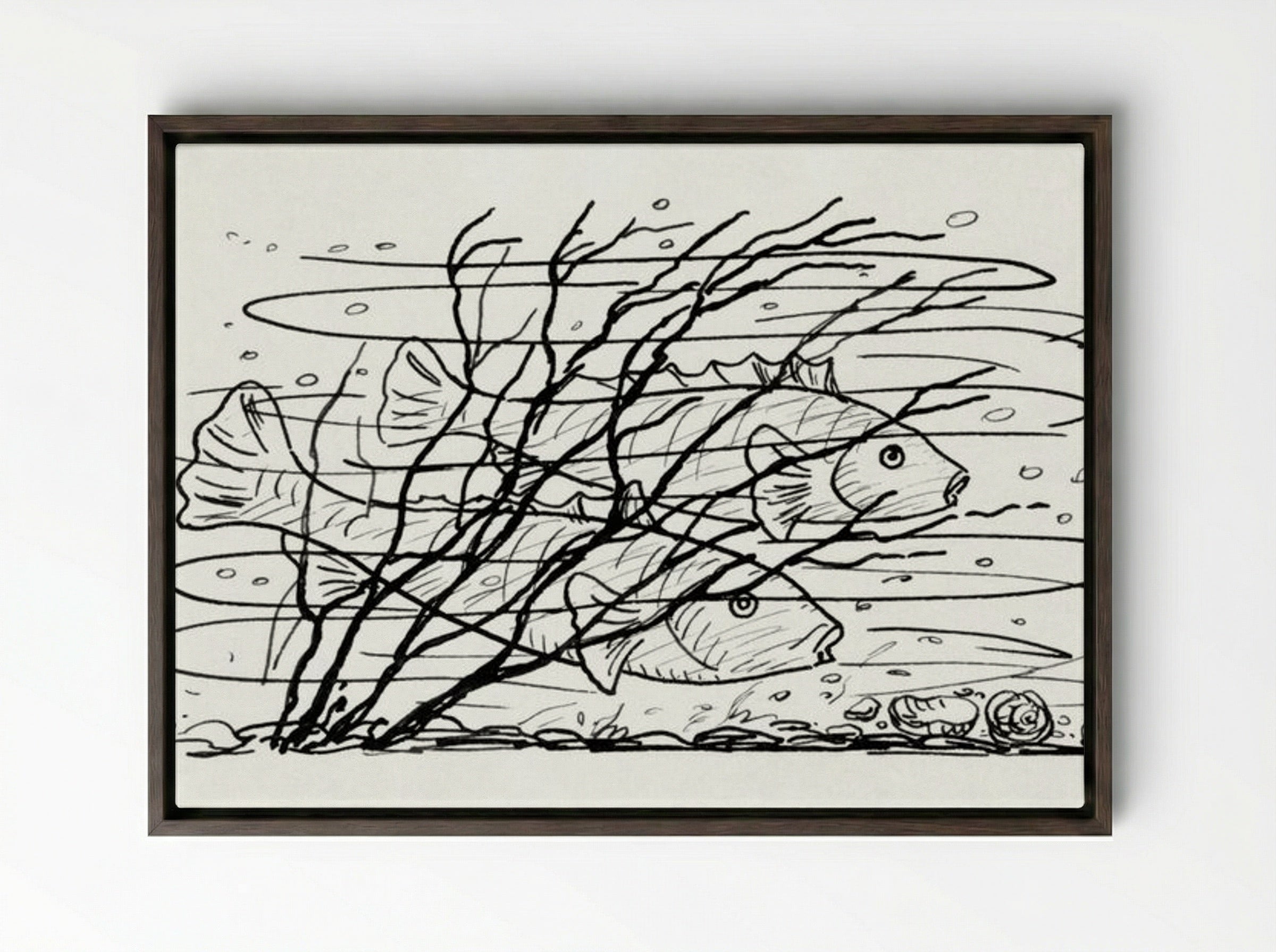 Two Fish in the Water - Leo Gestel - Framed Canvas Dark Wood