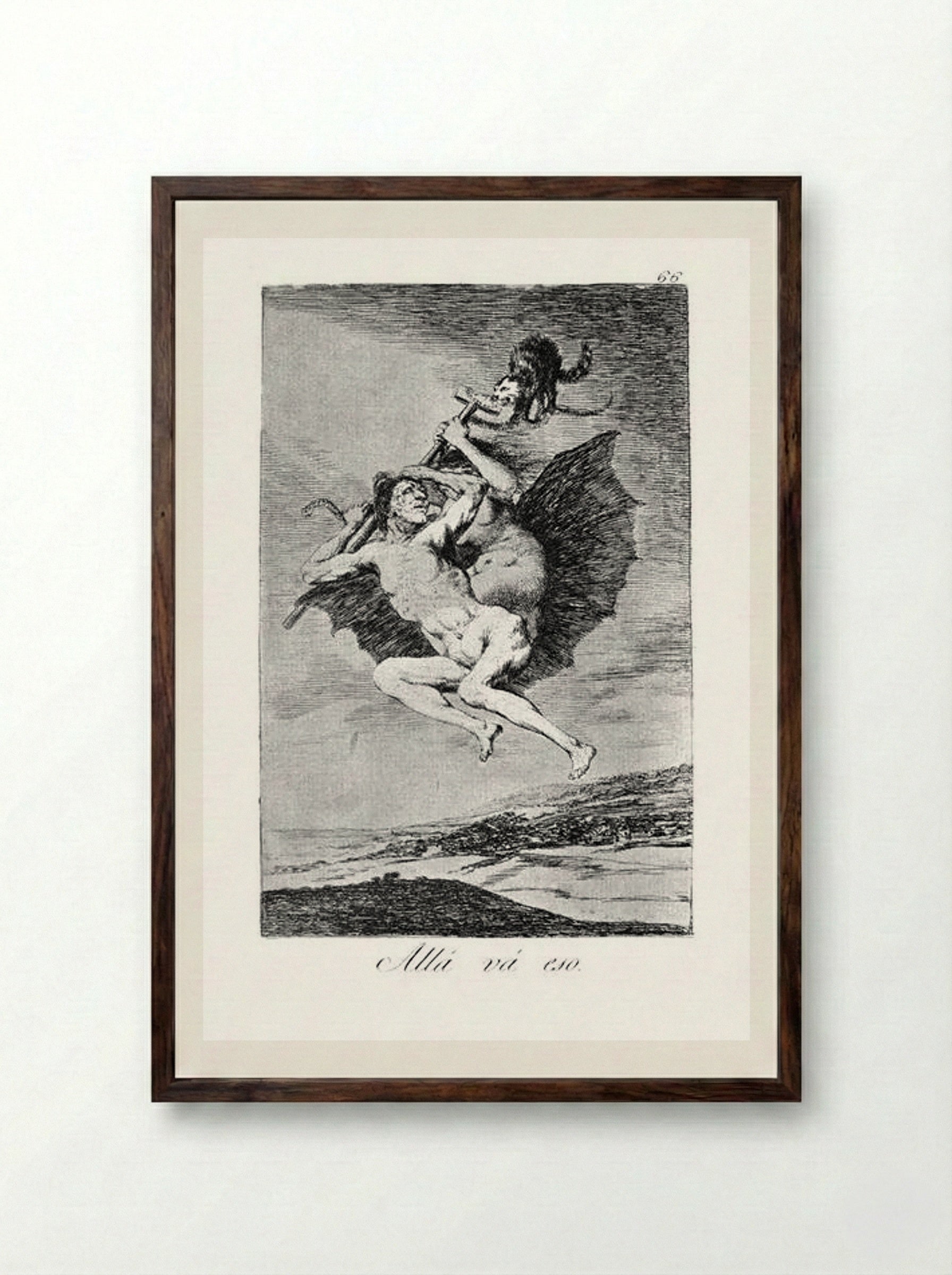 There it goes - Francisco Goya - Framed Print Dark Wood