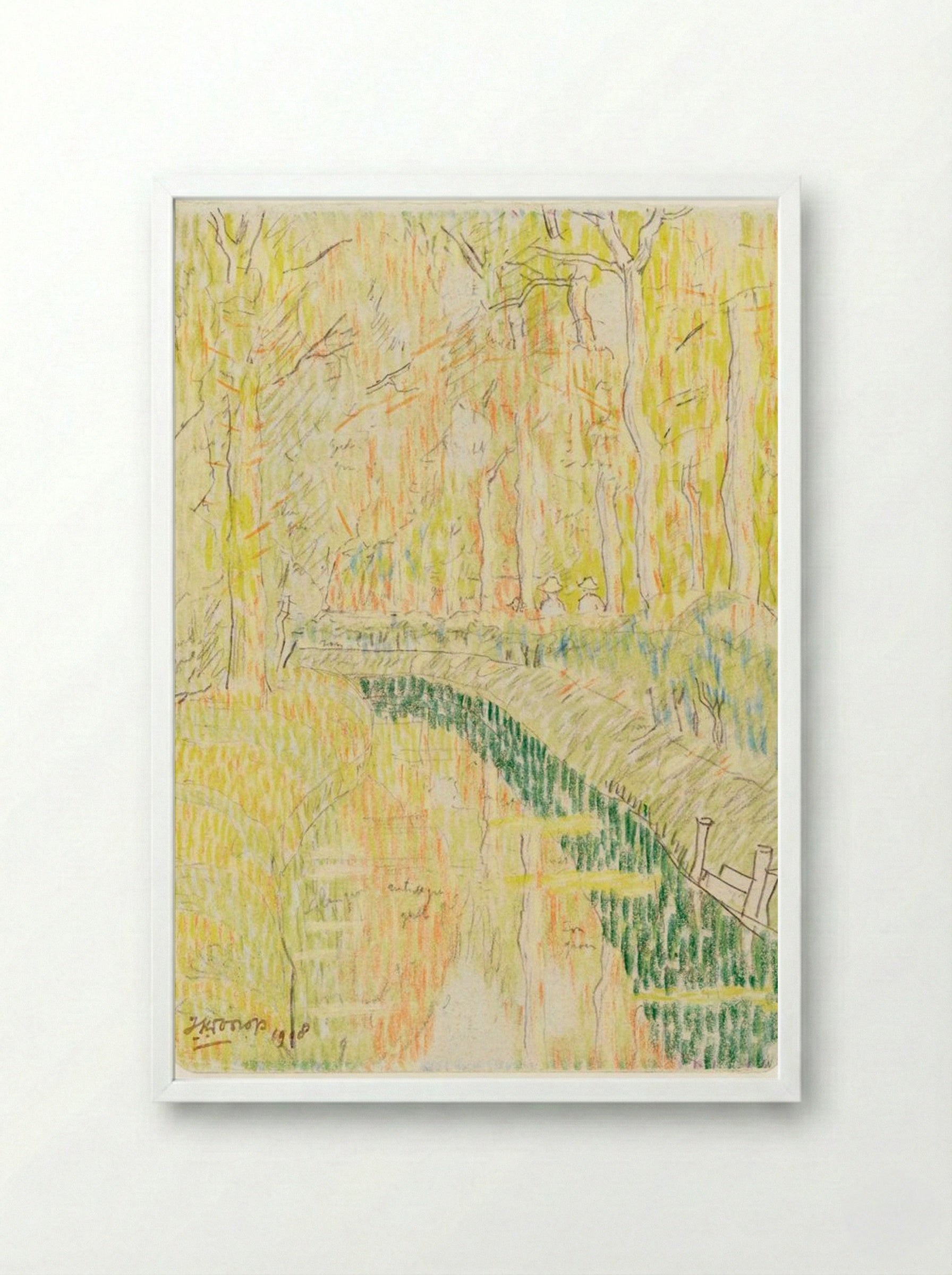 Navigates Between Trees - Jan Toorop - Framed Print White