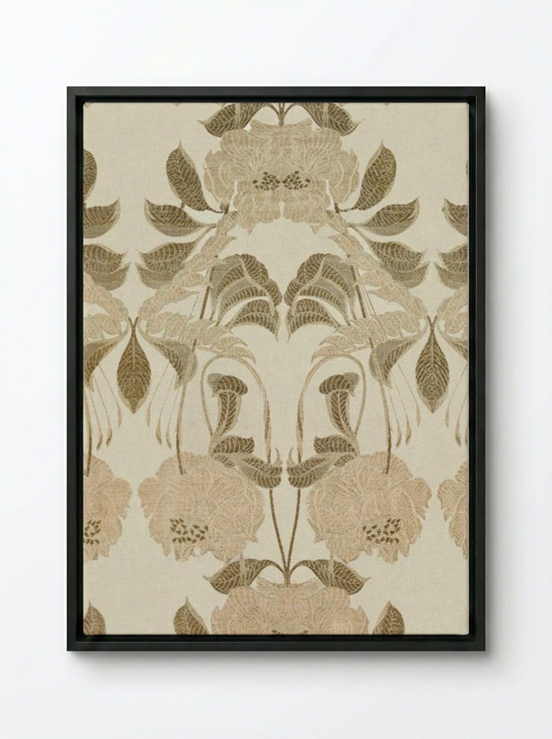 Silk with Art Nouveau Design - Georges de Feure - Framed Canvas Black