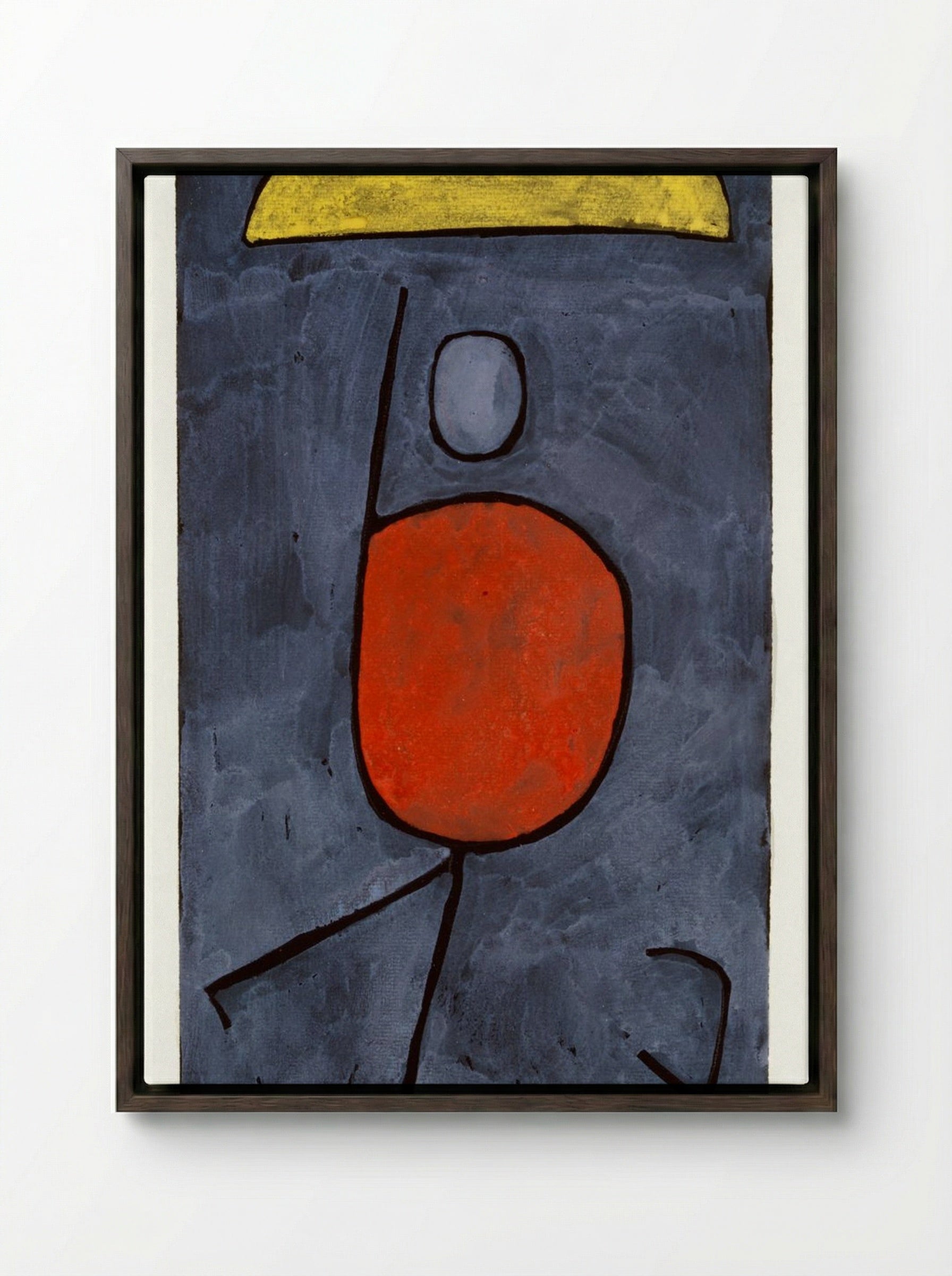 With Umbrella - Paul Klee - Framed Canvas Dark Wood