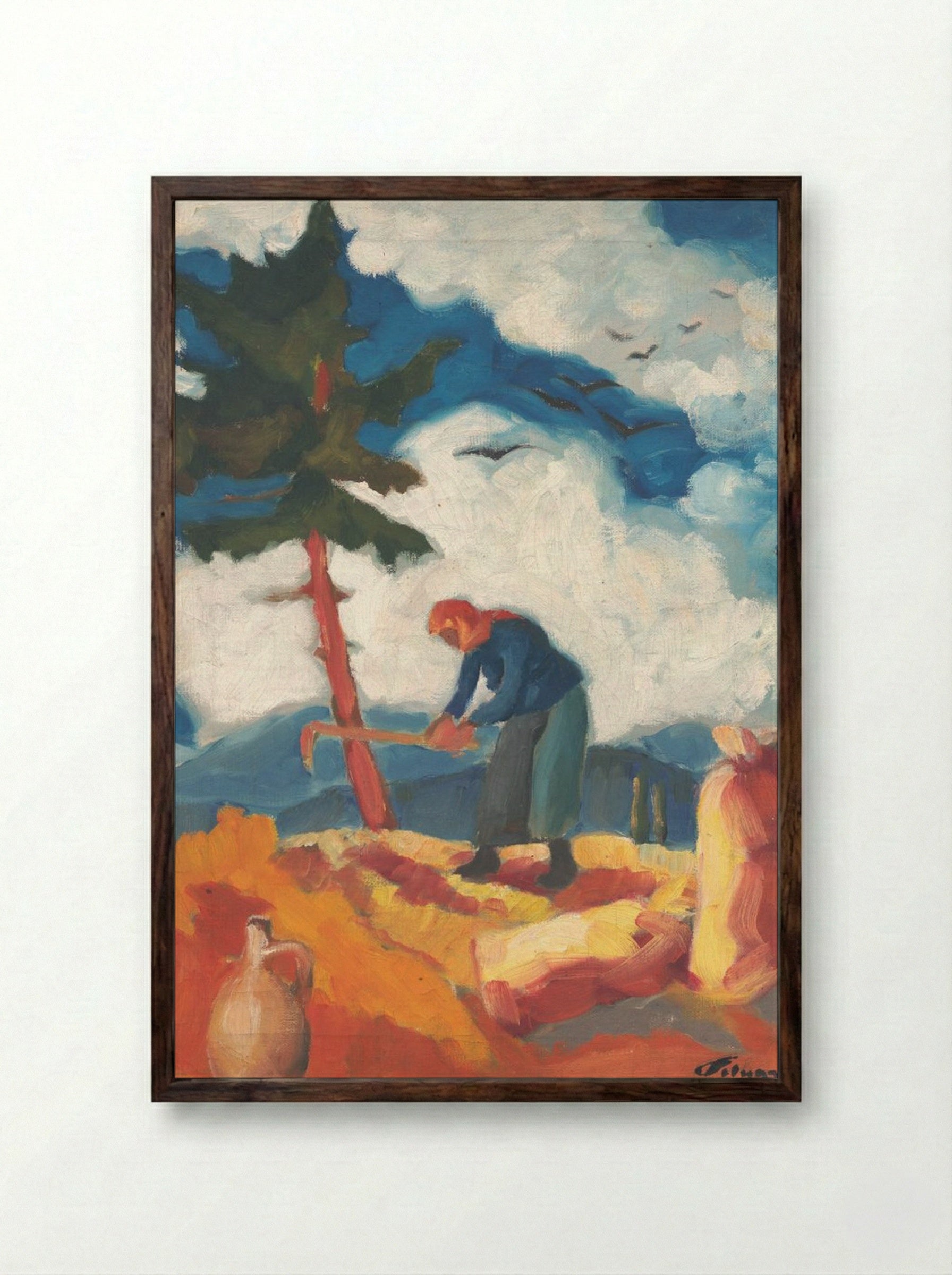 Potato Digger - Zolo Palugyay - Framed Print Dark Wood