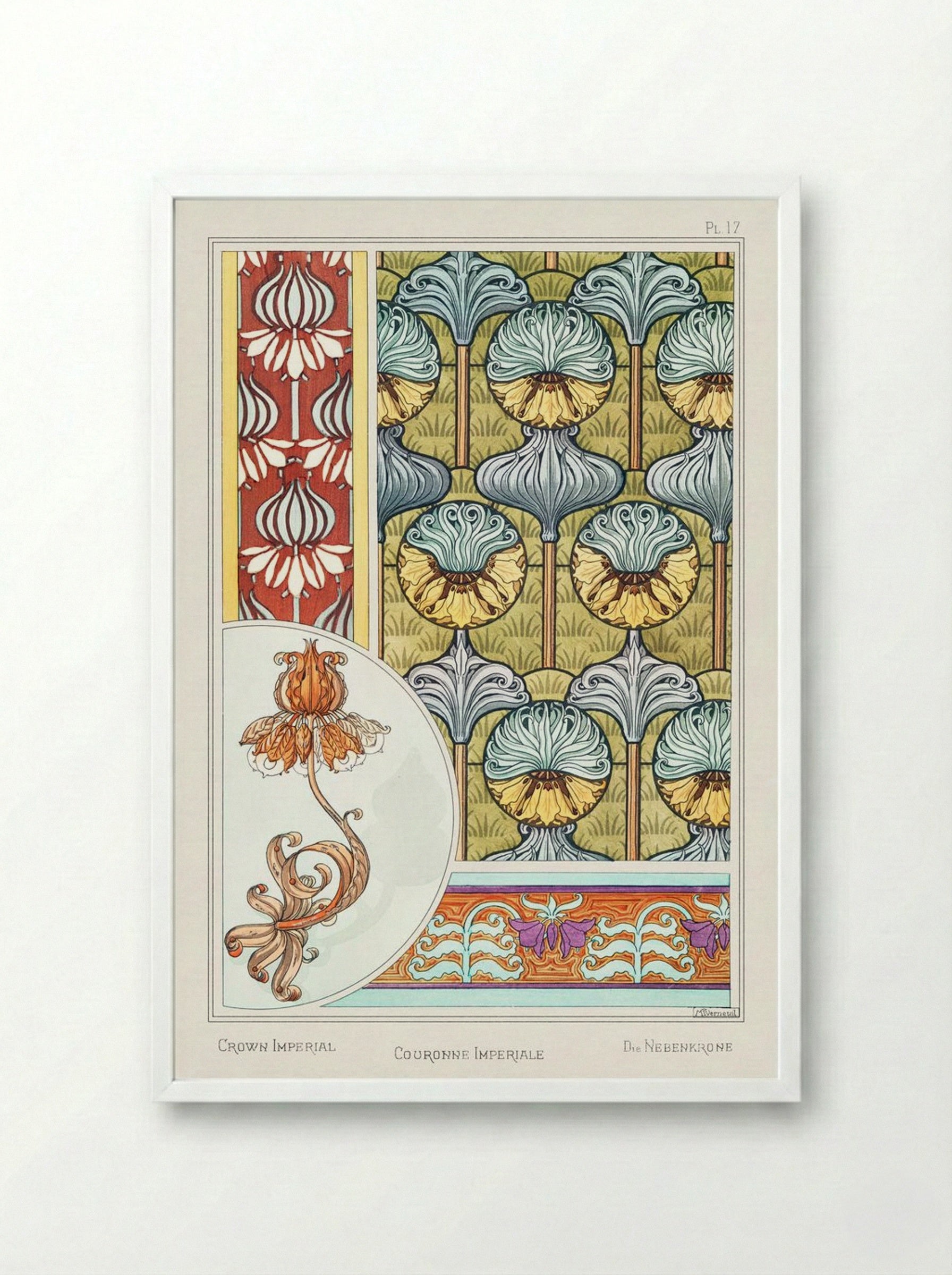 Couronne Impériale (Crown Imperial) from La Plante et ses Applications ornementales - Maurice Pillard Verneuil - Framed Print White