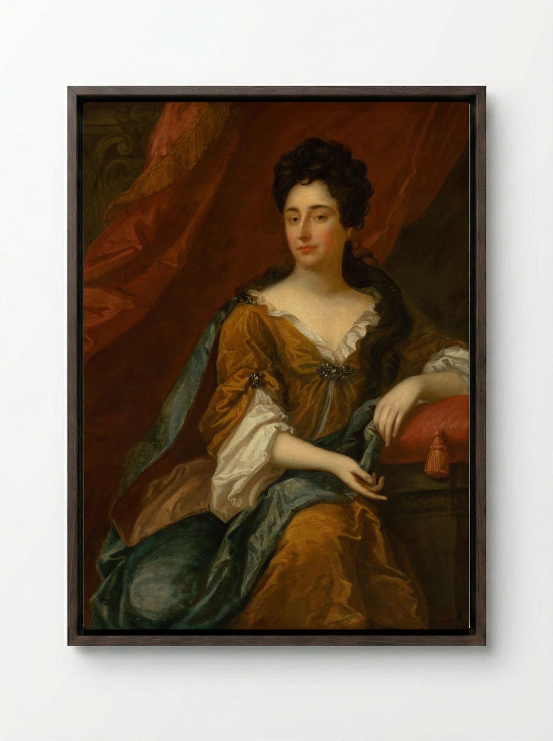 Portrait of a Seated Lady - Thomas Gainsborough - Framed Canvas Dark Wood