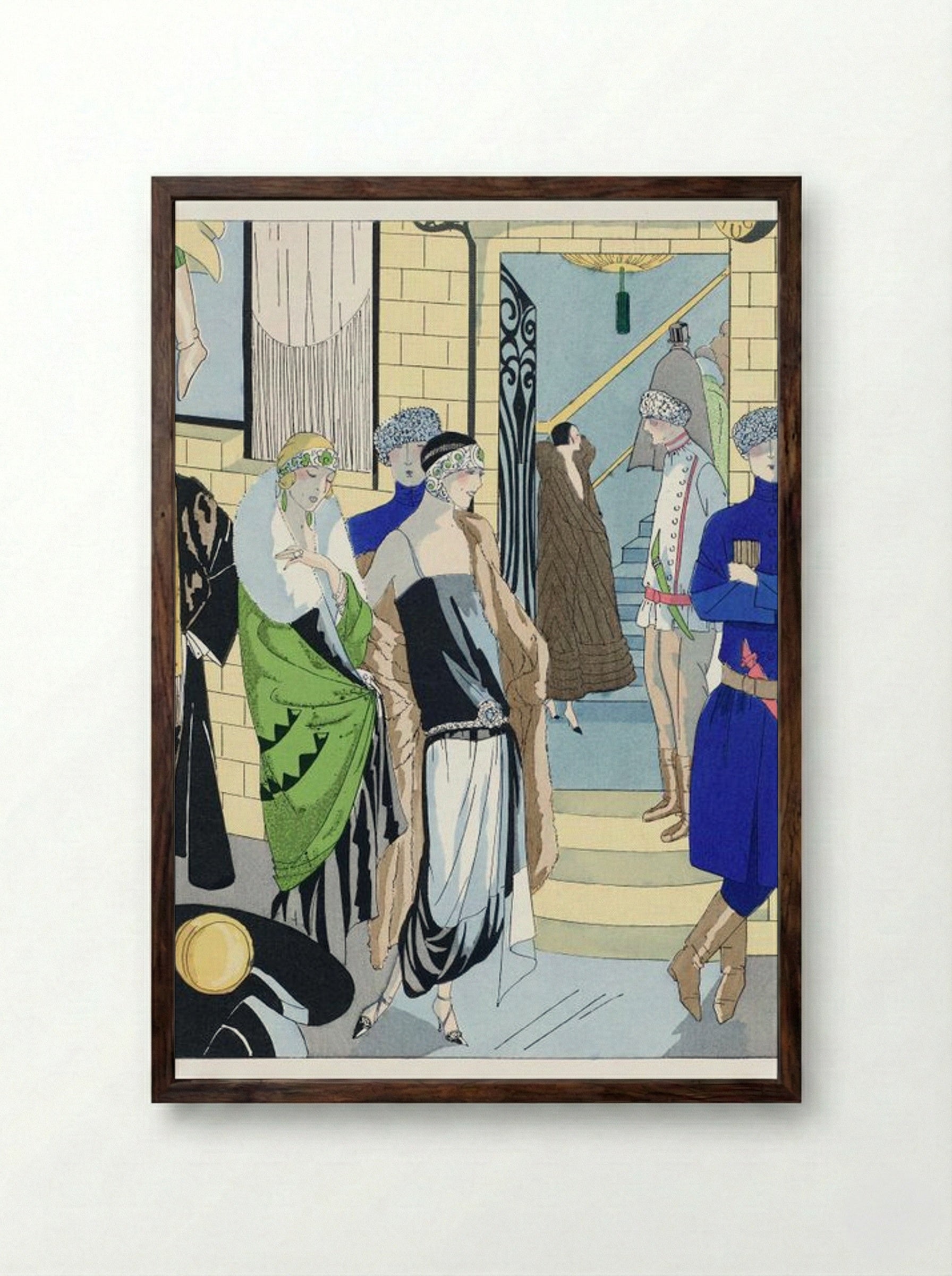 Philippe et Gaston Fashion Illustration - Paul Poiret - Framed Print Dark Wood