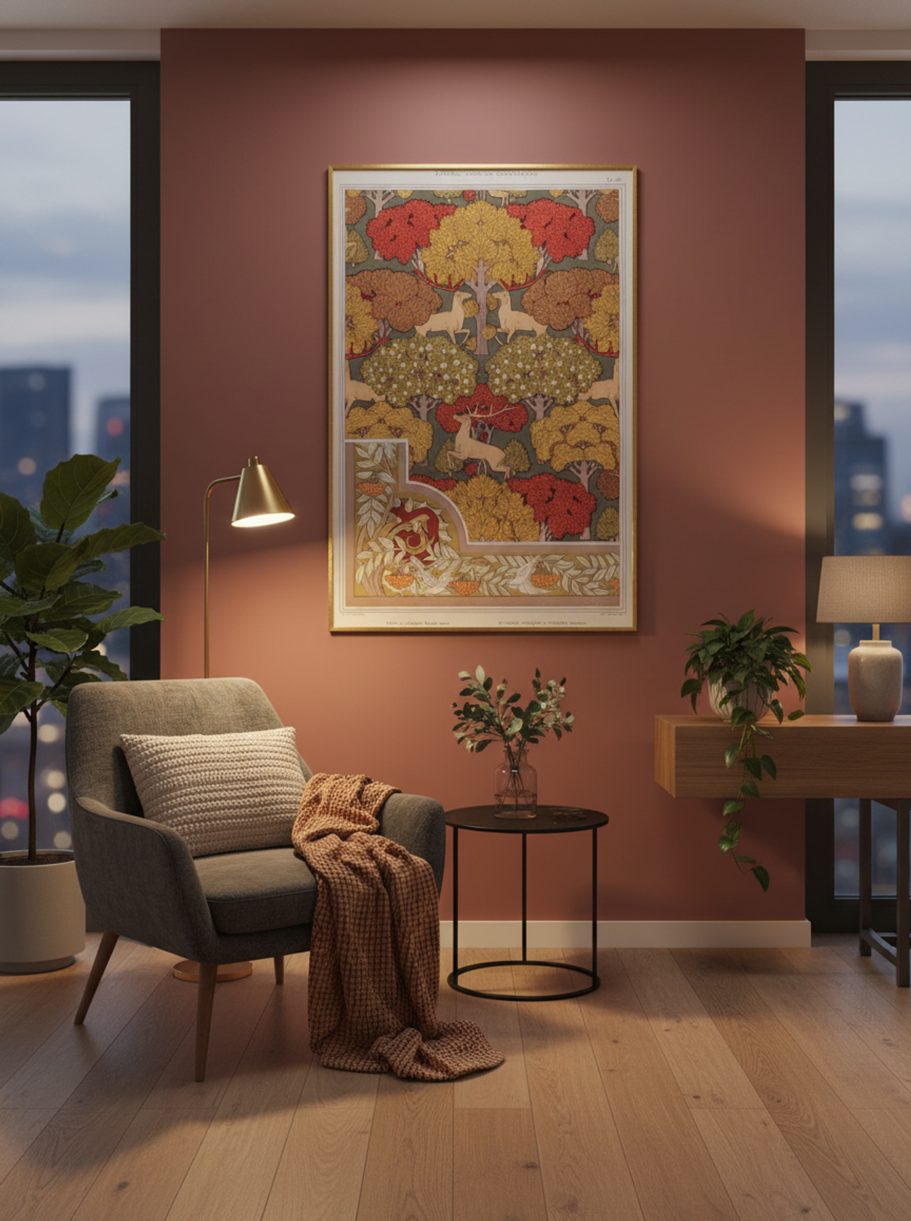 Cerfs et Arbres (Wallpaper Design with Deer and Trees) - Maurice Pillard Verneuil - Lifestyle