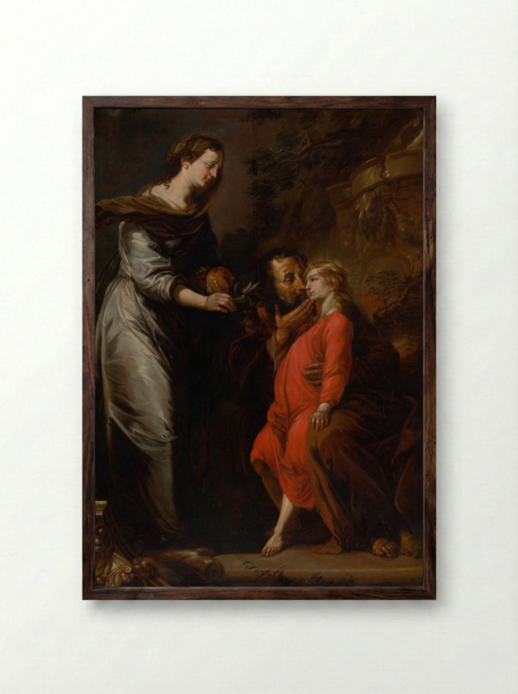 The Marriage of Saint Catherine - Bartolomé Esteban Murillo - Framed Print Dark Wood