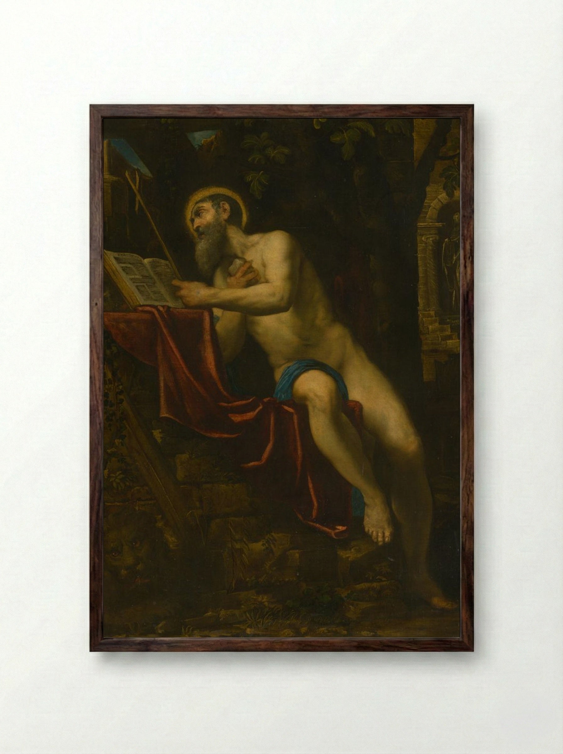 Saint Jerome - Jusepe de Ribera - Framed Print Dark Wood