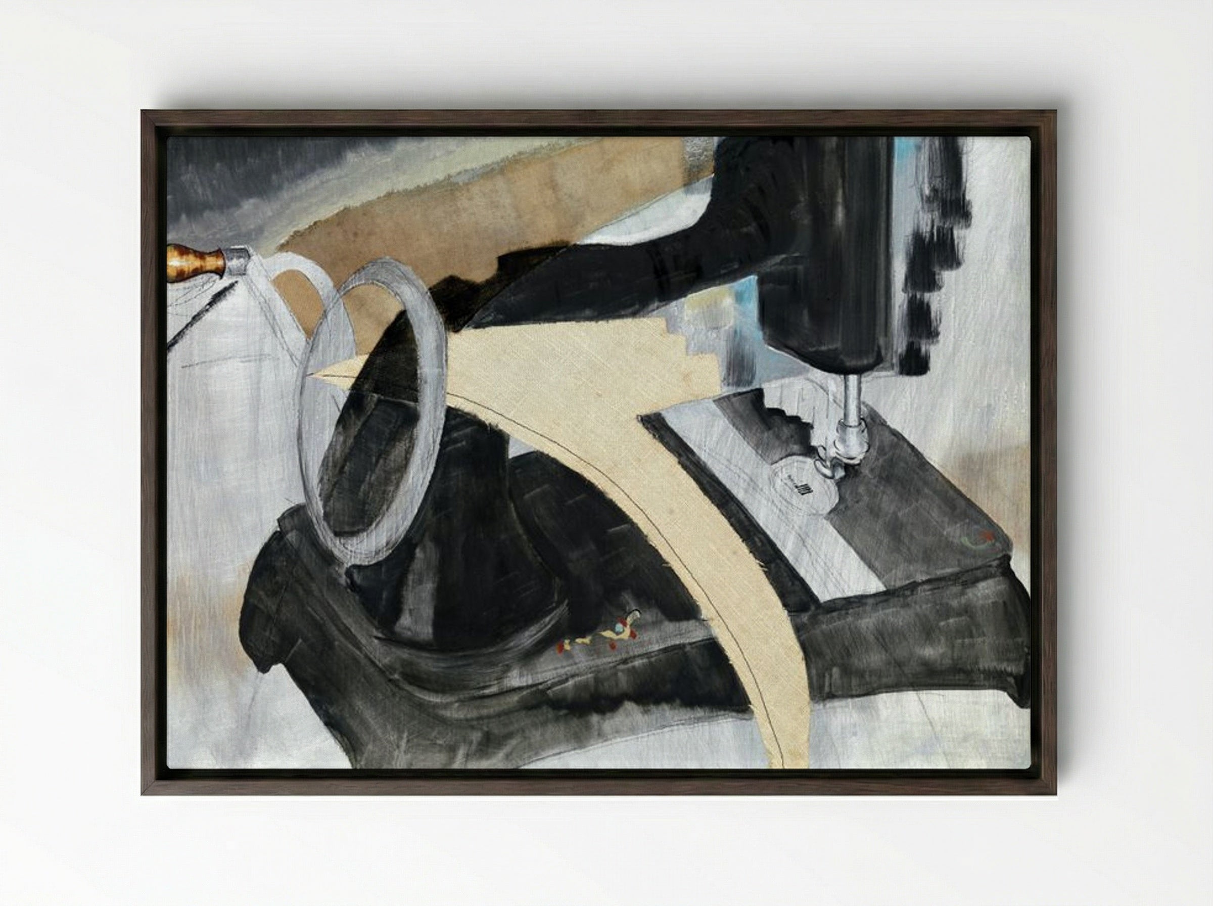 Dove's Hand Sewing Machine - Arthur Dove - Framed Canvas Dark Wood