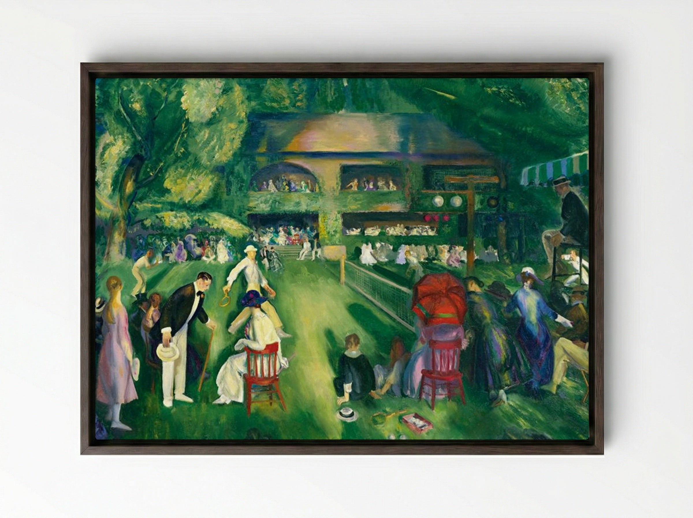 Tennis at Newport - George Bellows - Framed Canvas Dark Wood