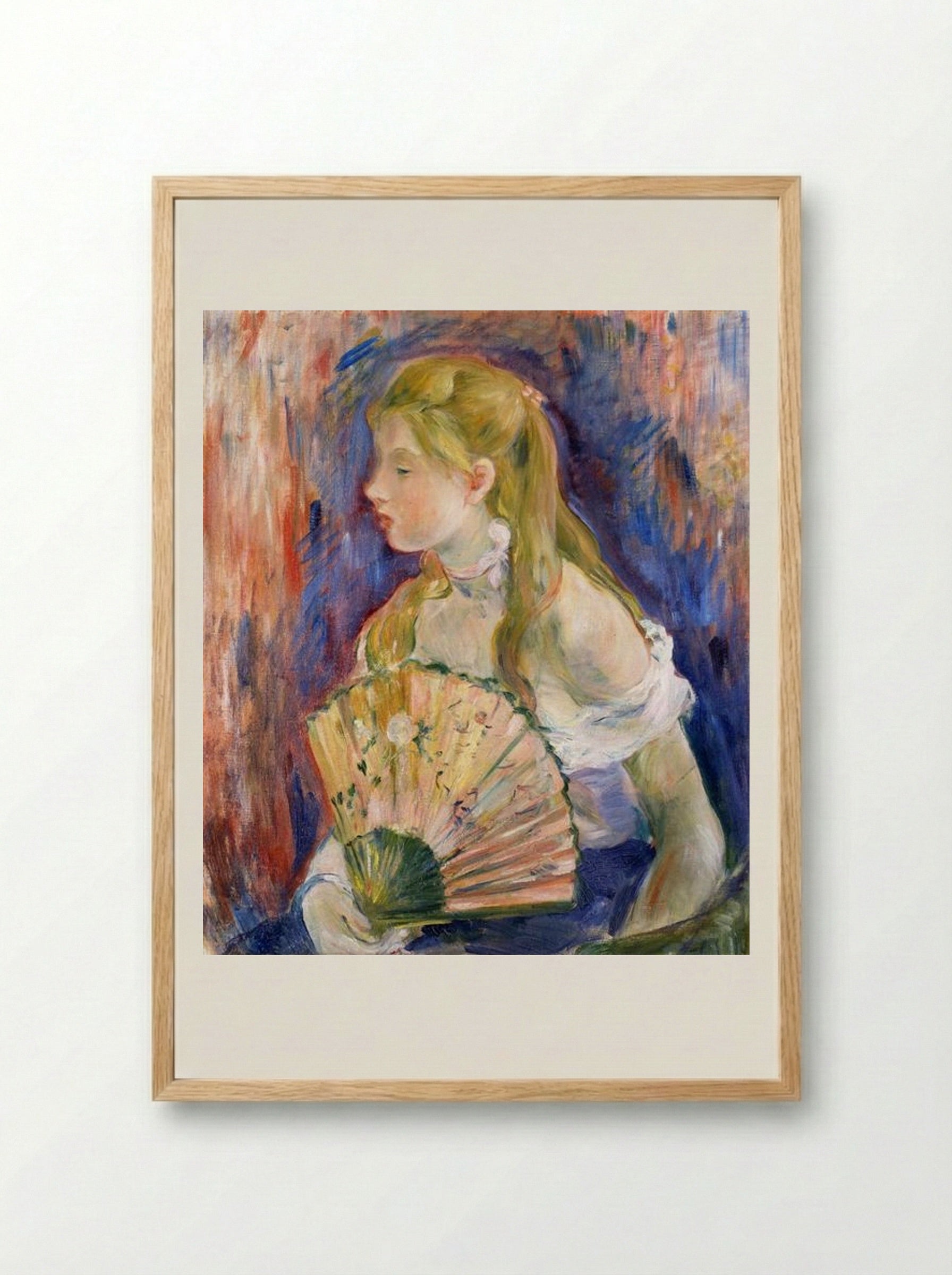 Young Girl with a Fan - Berthe Morisot - Framed Print Wood