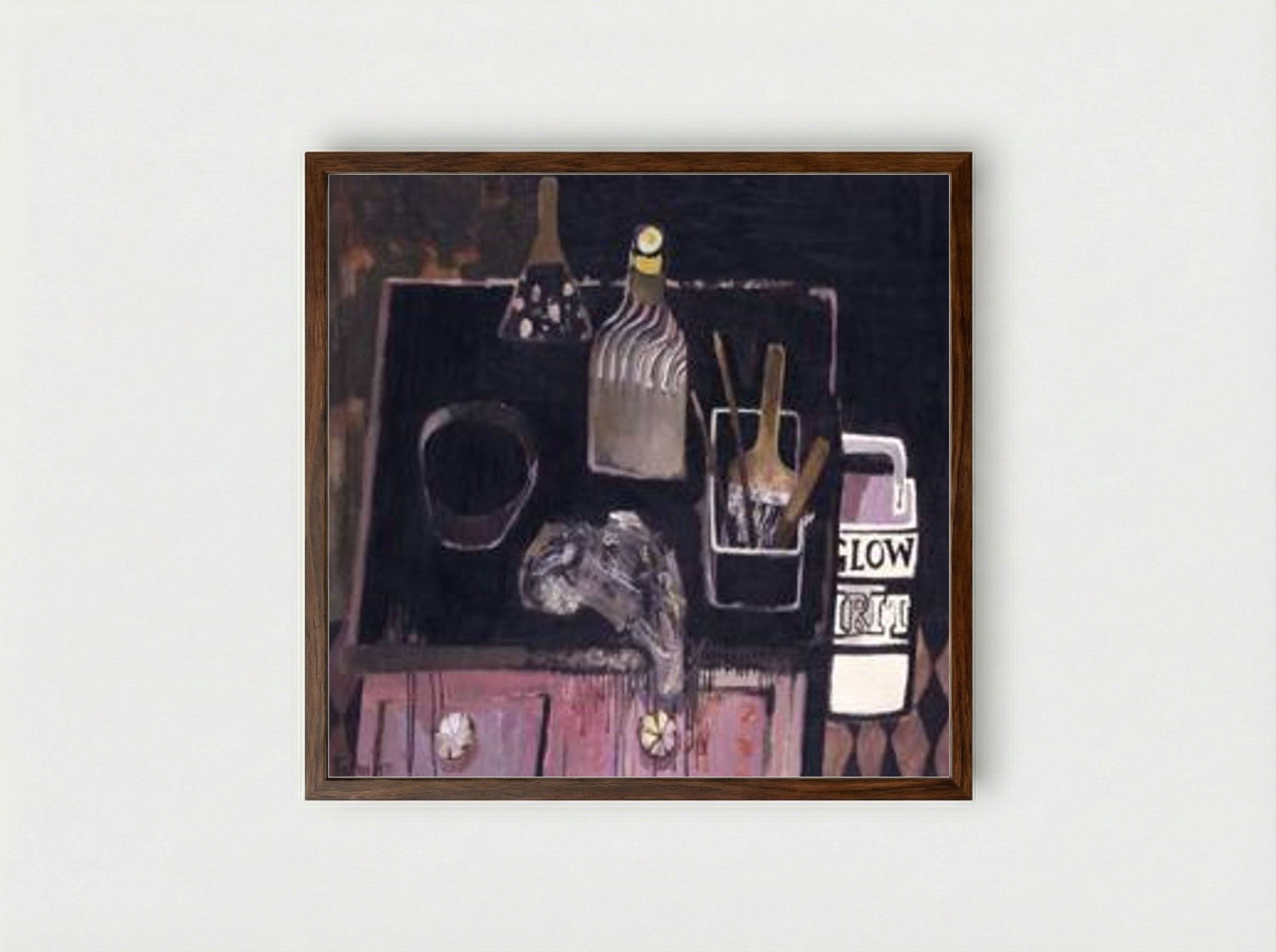 The Etching Table - Mary Fedden - Framed Print Dark Wood