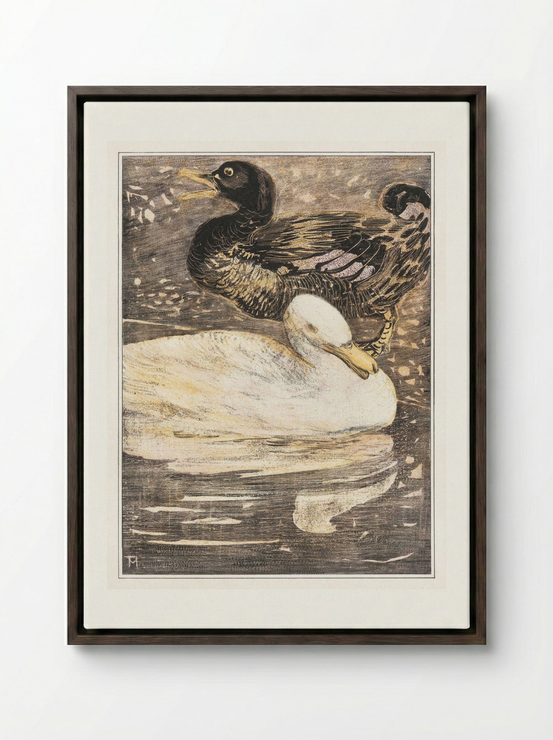 Two Ducks - Theo van Hoytema - Framed Canvas Dark Wood