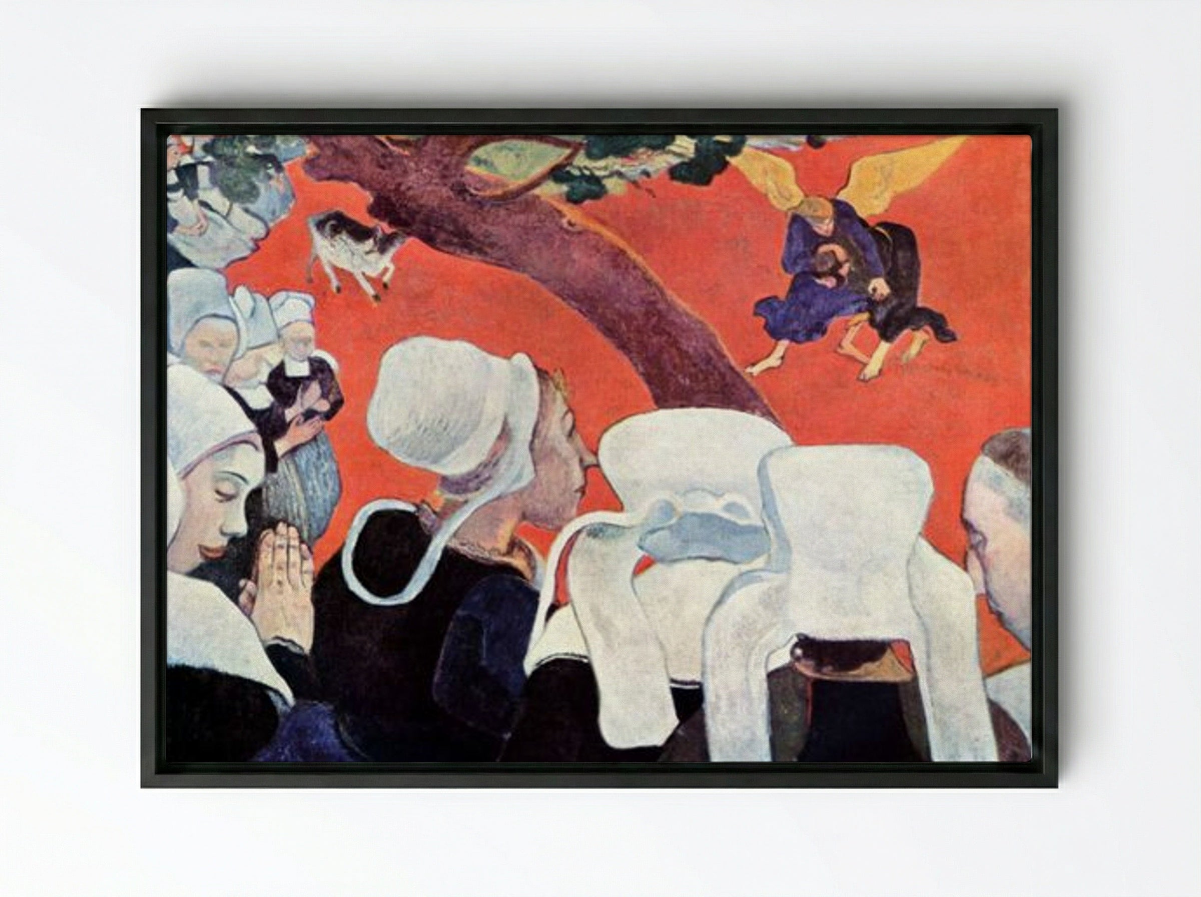 Vision of the Sermon (Jacob Wrestling with the Angel) - Paul Gauguin - Framed Canvas Black