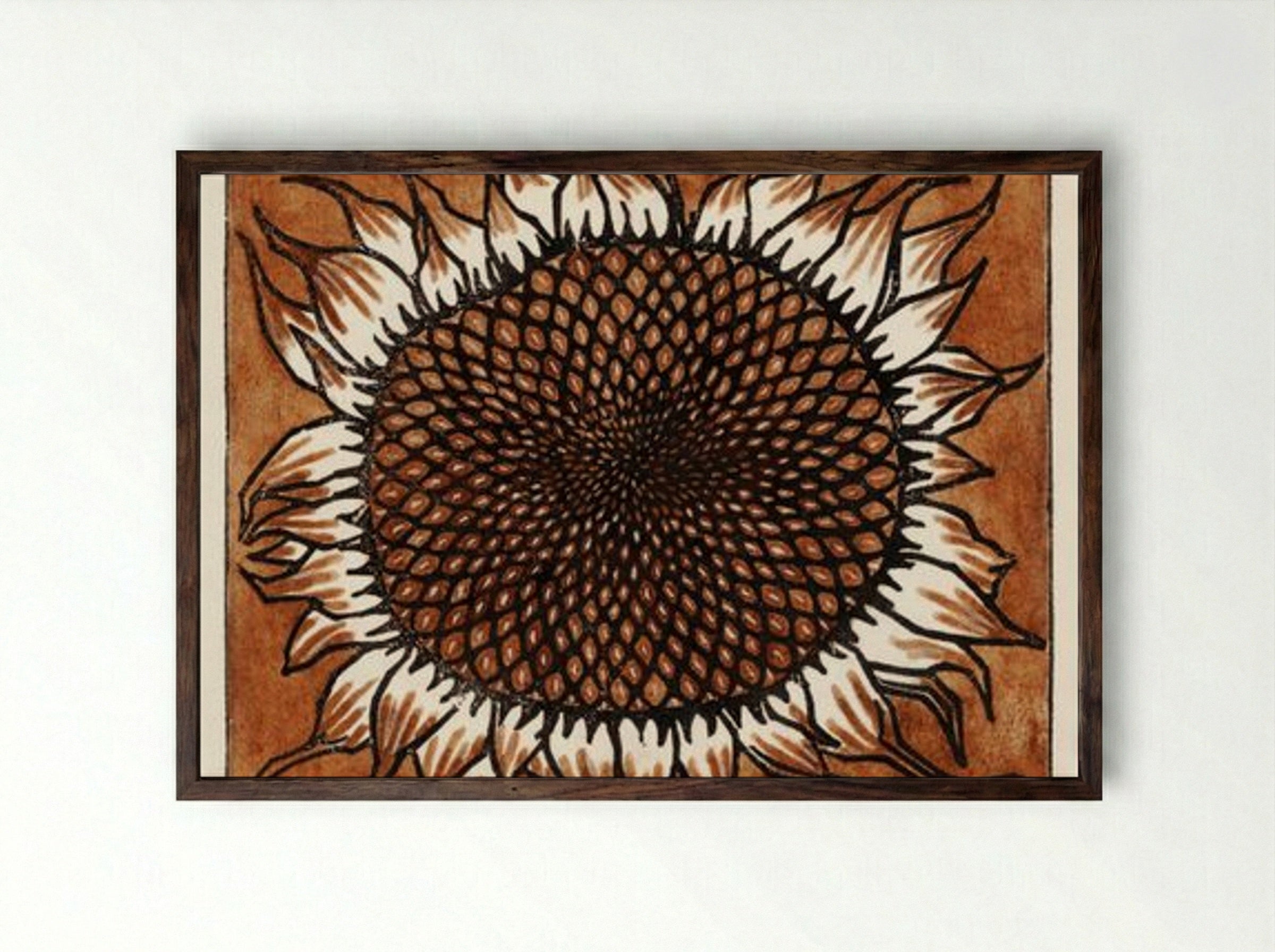 November Sunflower - Julie de Graag - Framed Print Dark Wood