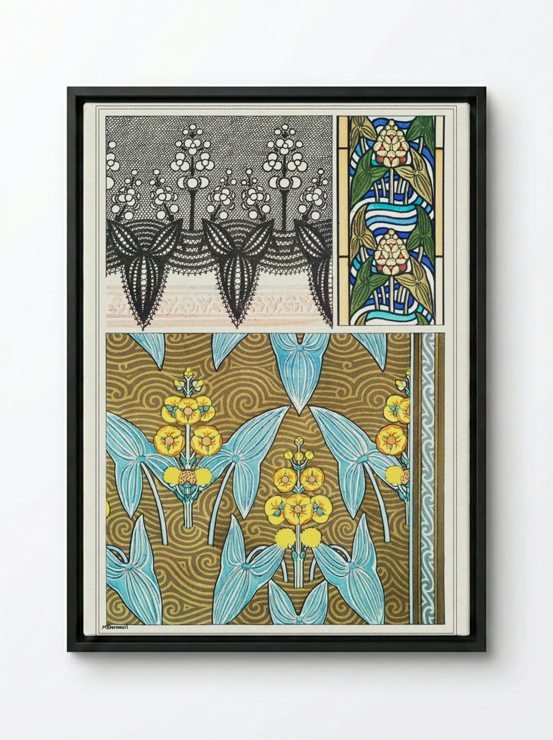 Sagittaire (Arrowhead) from La Plante et ses Applications ornementales - Maurice Pillard Verneuil - Framed Canvas Black