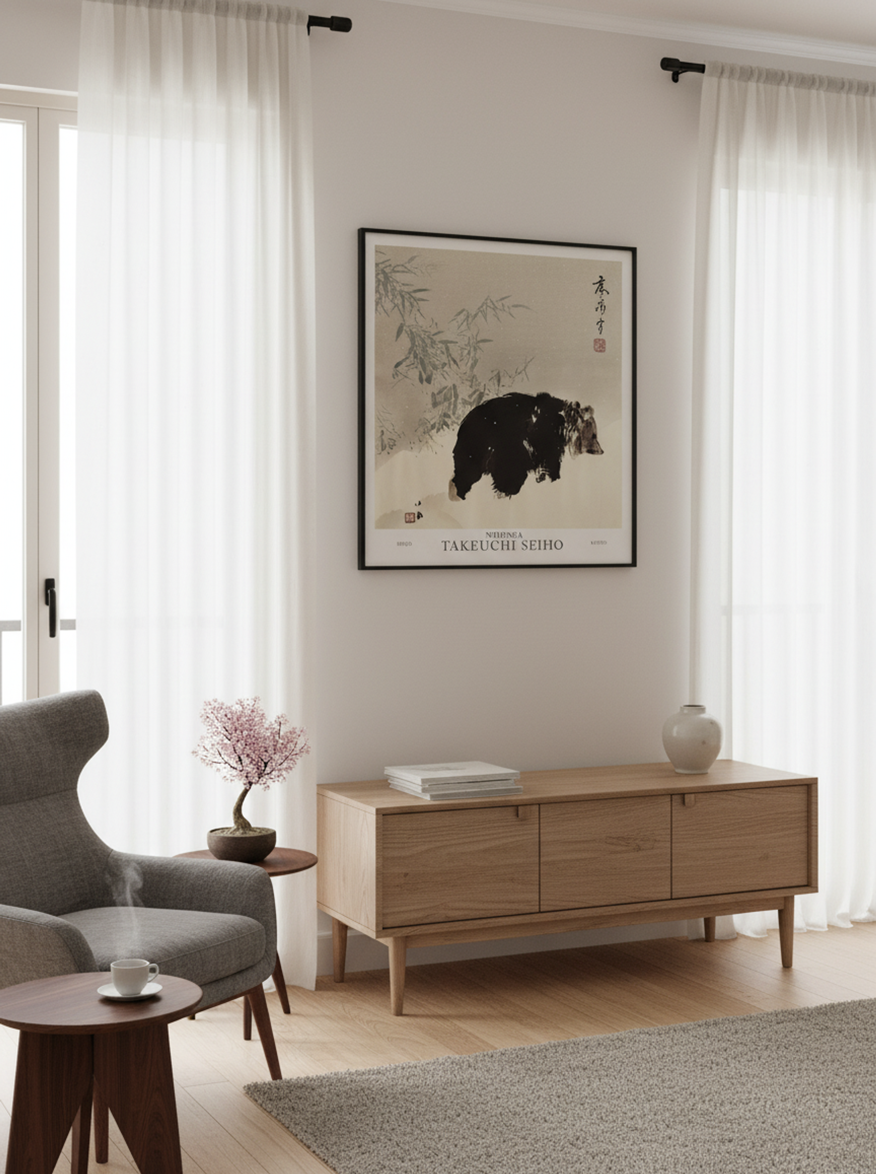 Seiho Twelve Fuji – Bear in the Snow Modern Print Reproduction - Lifestyle