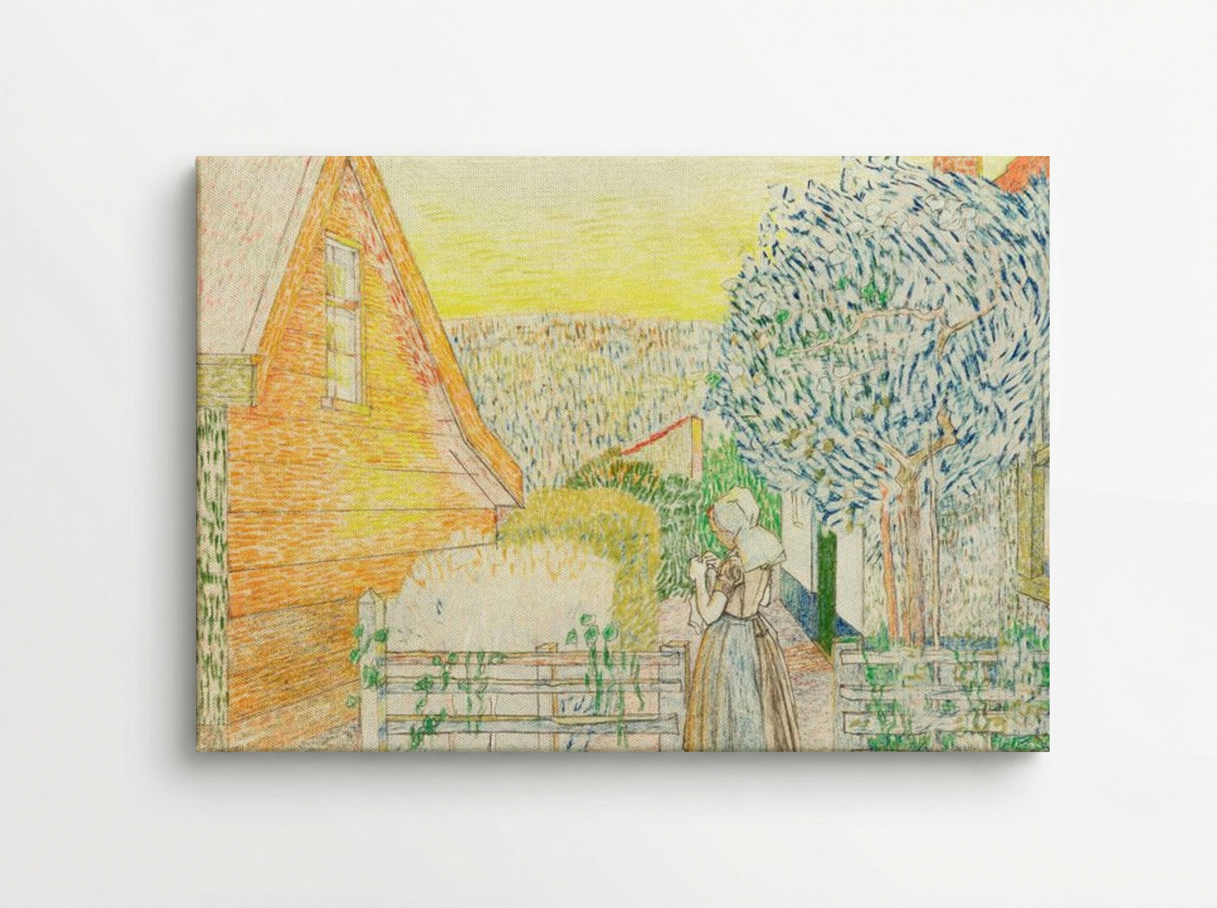Zeeland Girl Knitting in a Courtyard - Jan Toorop - Canvas