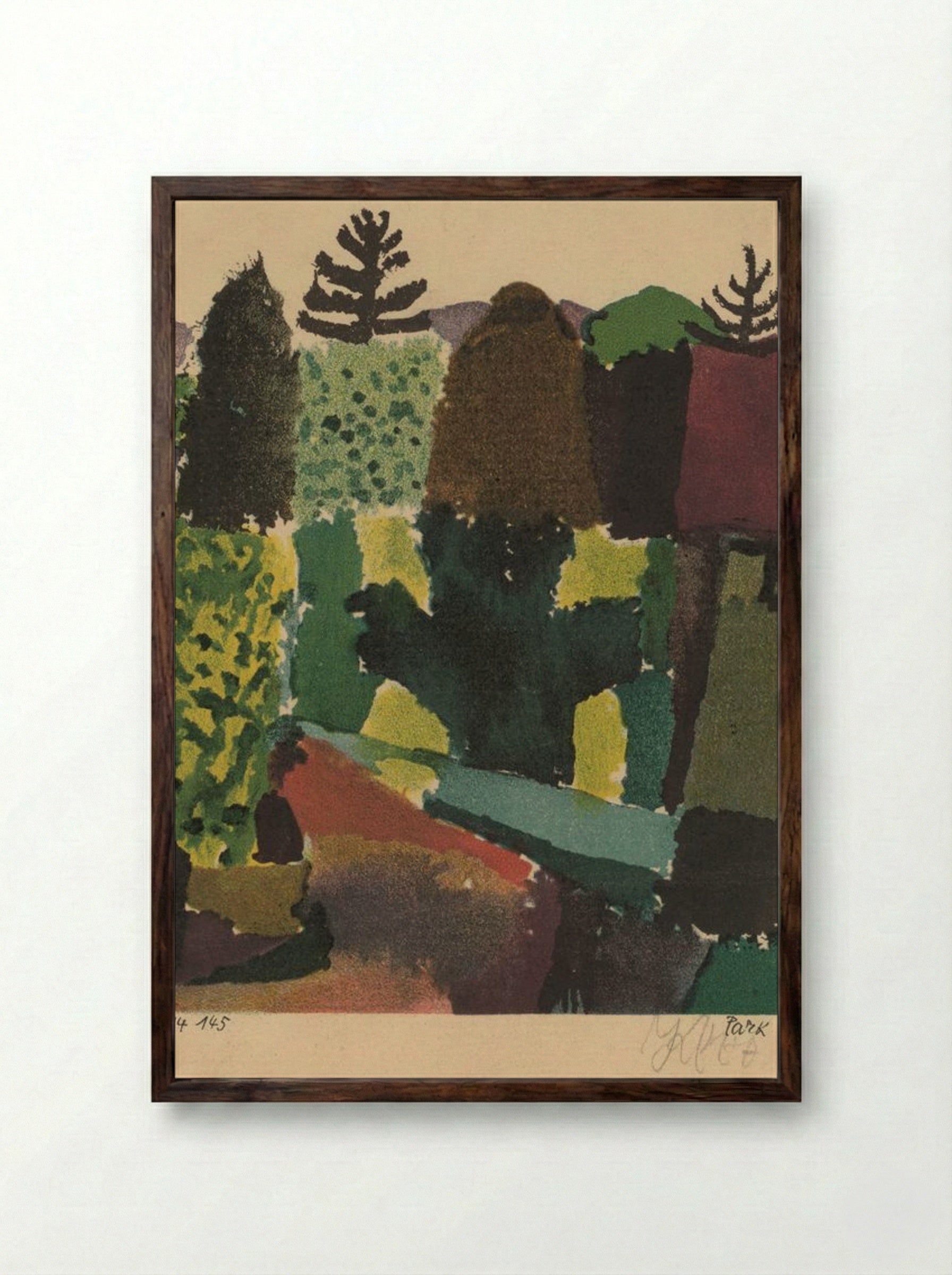Park Near Lu(z)erne - Paul Klee - Framed Print Dark Wood