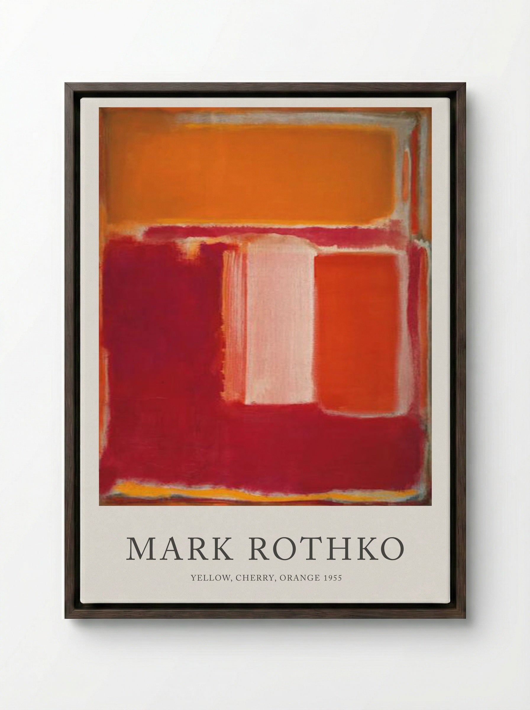 Yellow, Cherry, Orange - Mark Rothko - Framed Canvas Dark Wood