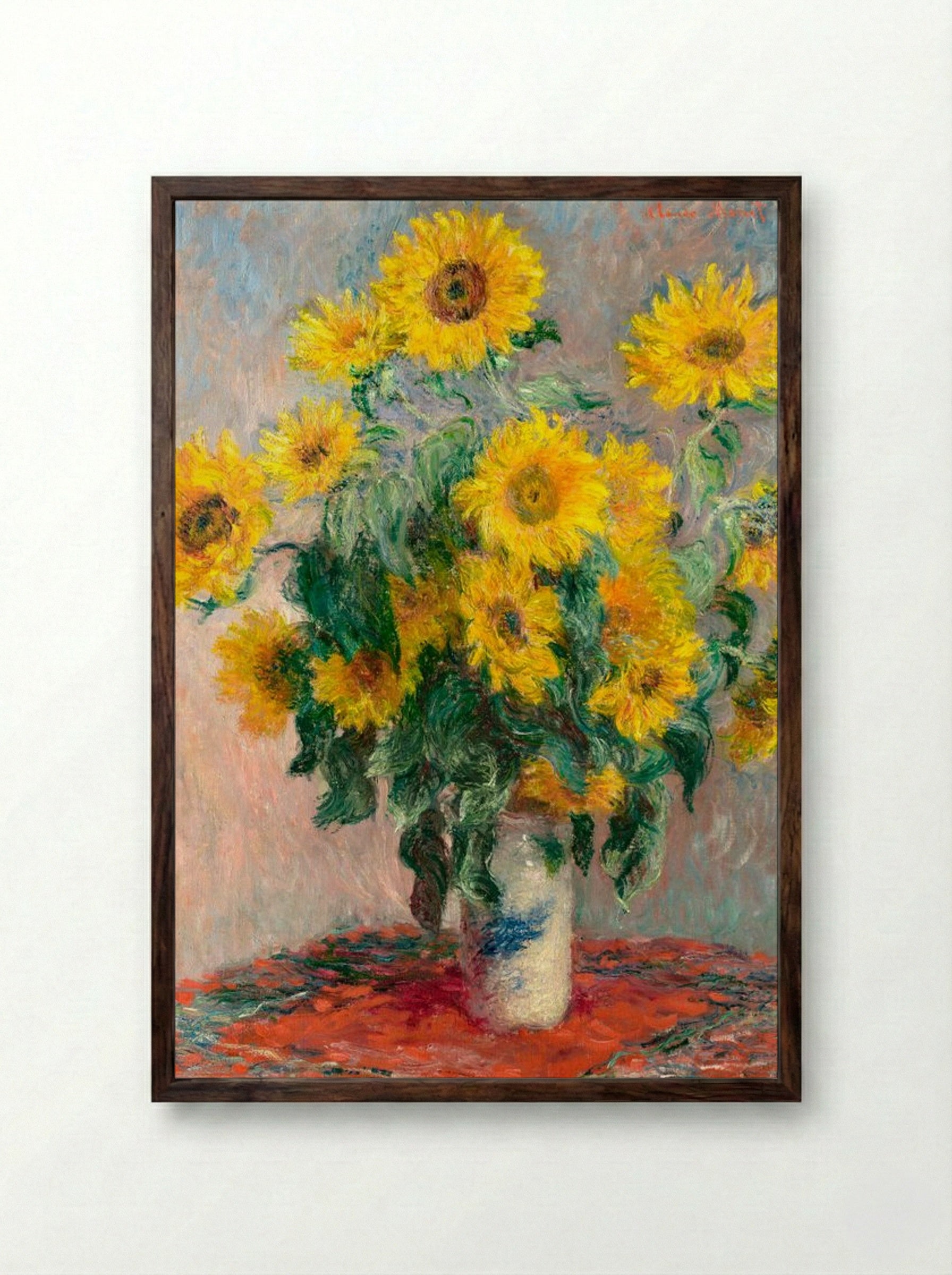 Bouquet of Sunflowers - Claude Monet - Framed Print Dark Wood