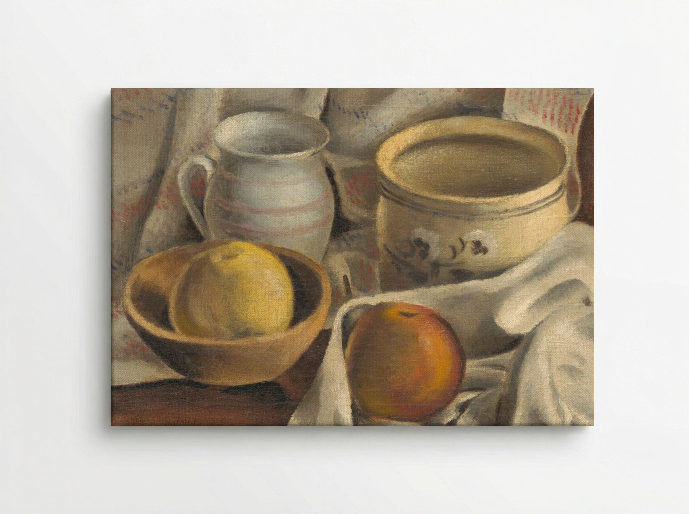 Still Life with Ceramic Pots and Apples - Mikuláš Galanda - Canvas