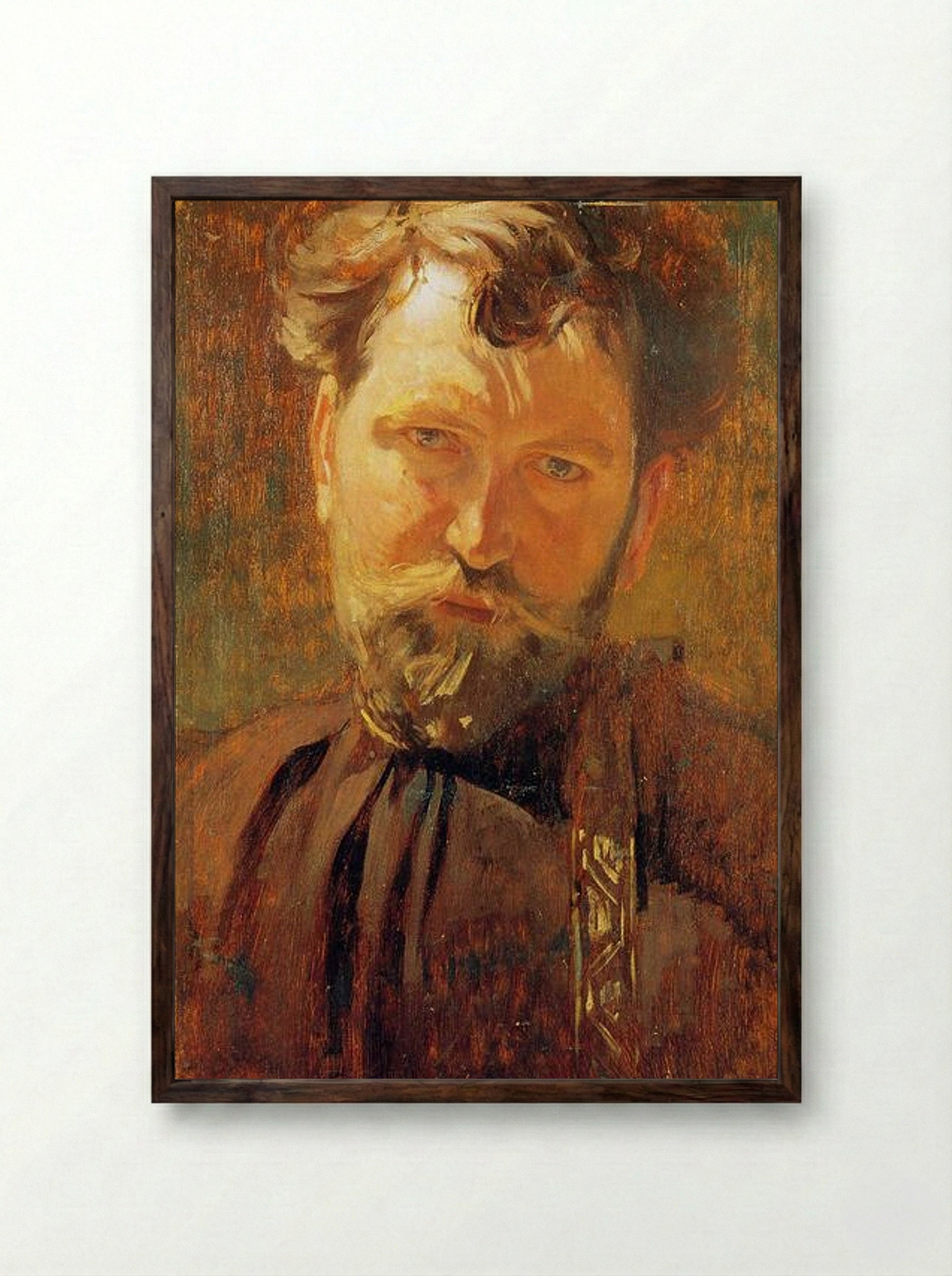 Self-portrait - Alphonse Mucha - Framed Print Dark Wood