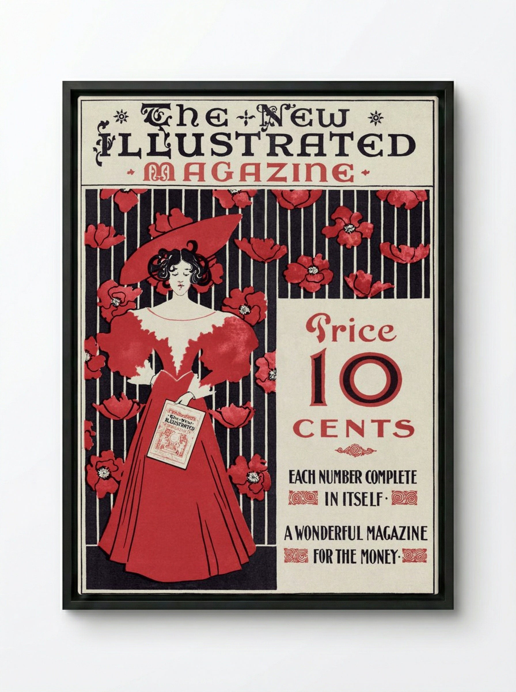 The New Illustrated Magazine (Cover Design) - Ethel Reed - Framed Canvas Black
