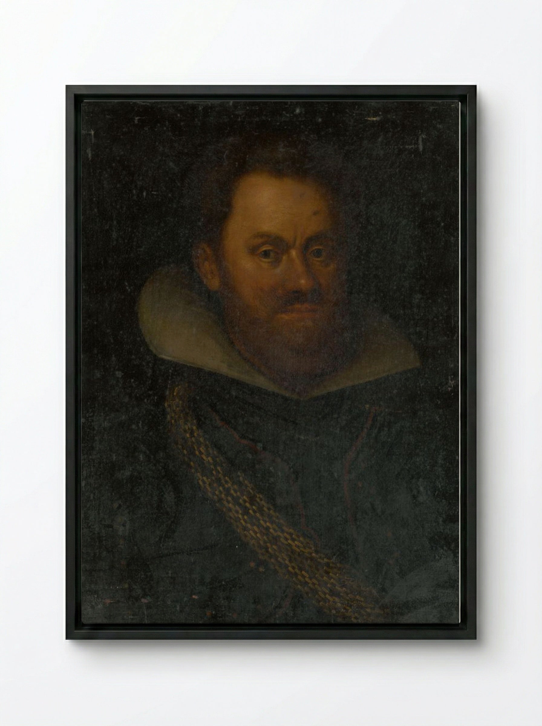 Portrait of an Old Nobleman - Fine Art Print - Framed Canvas Black