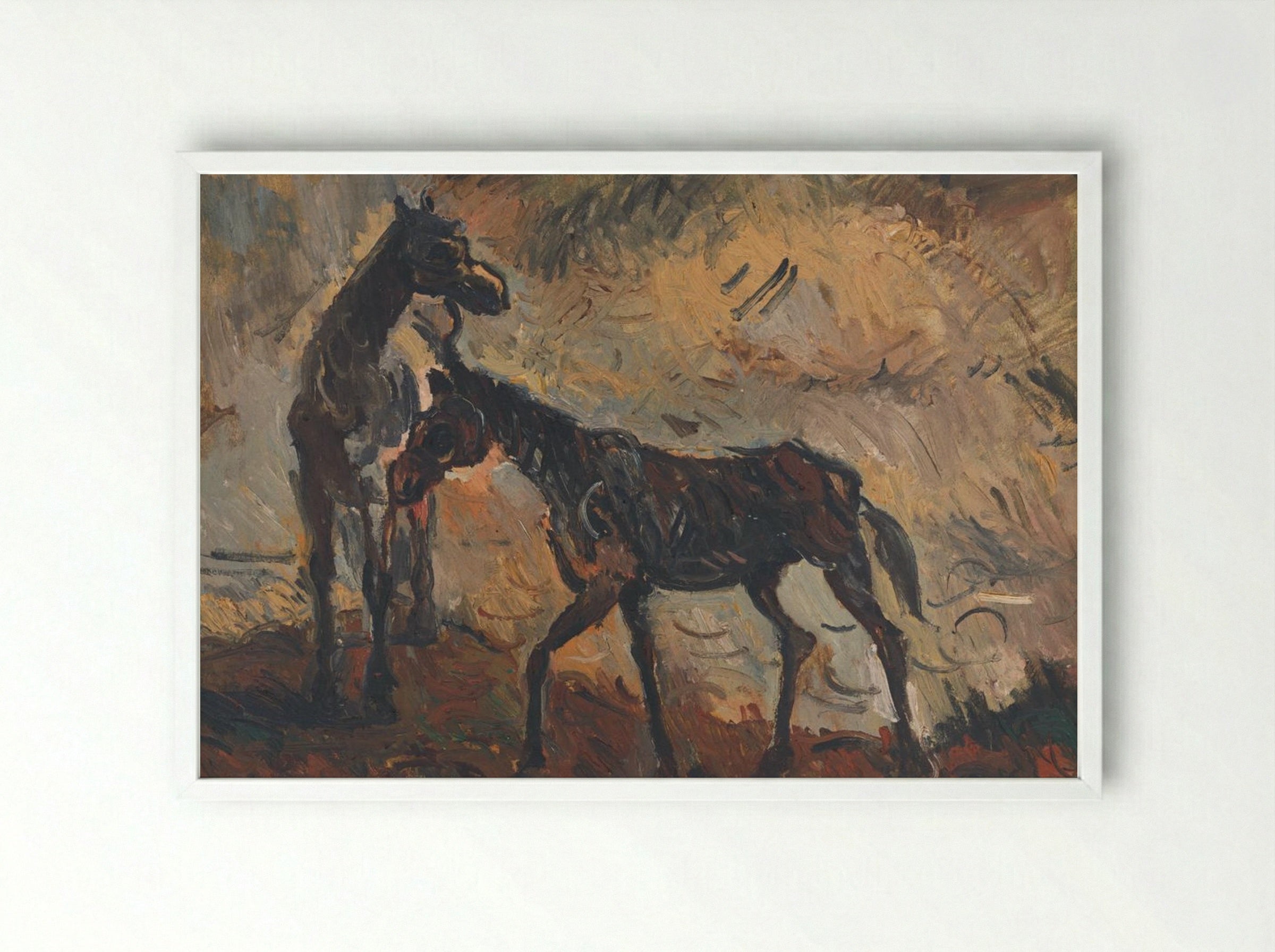 Runaway Horses - Cyprián Majerník - Framed Print White