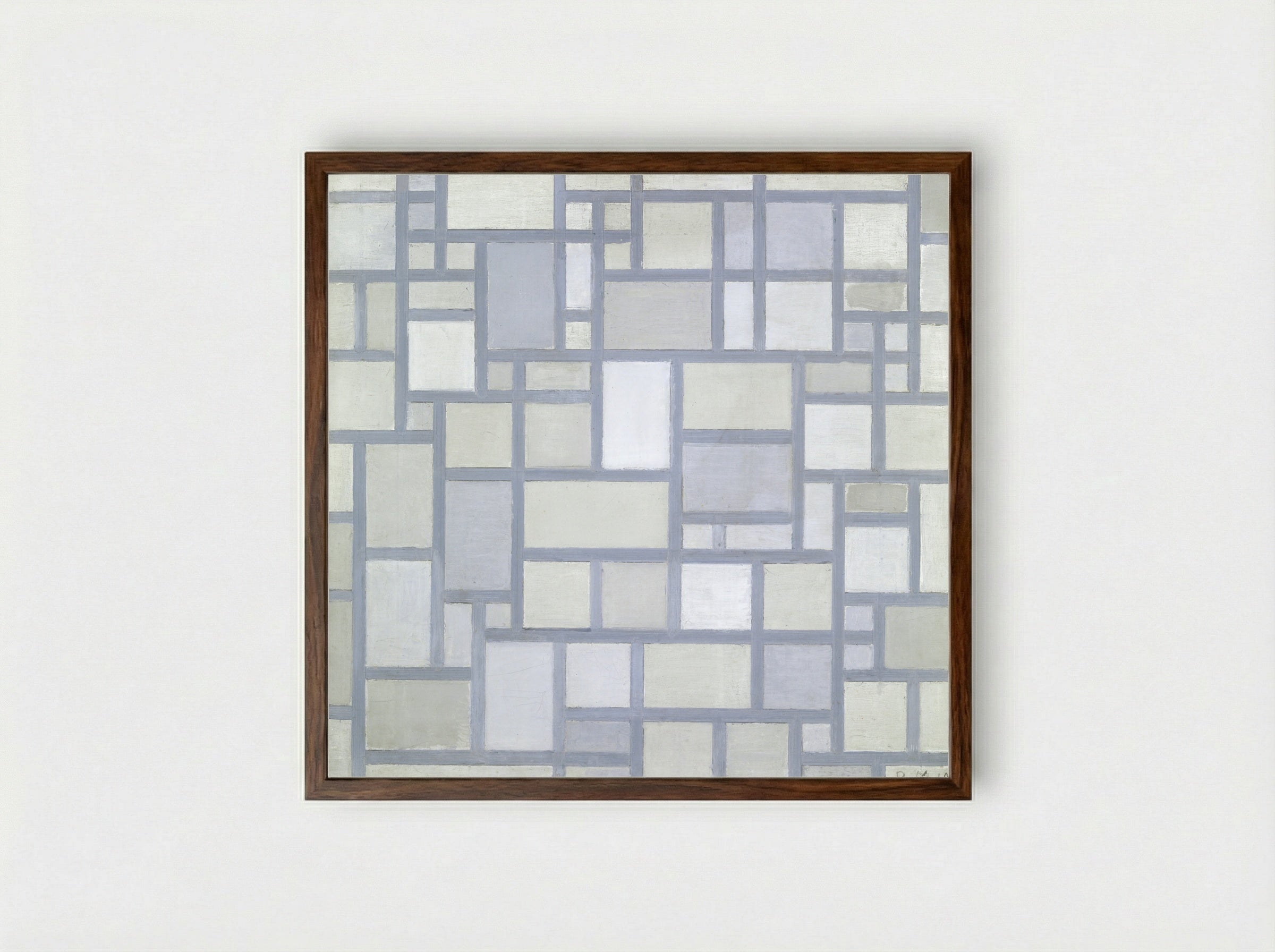 Composition with Gray Lines - Piet Mondrian - Framed Print Dark Wood