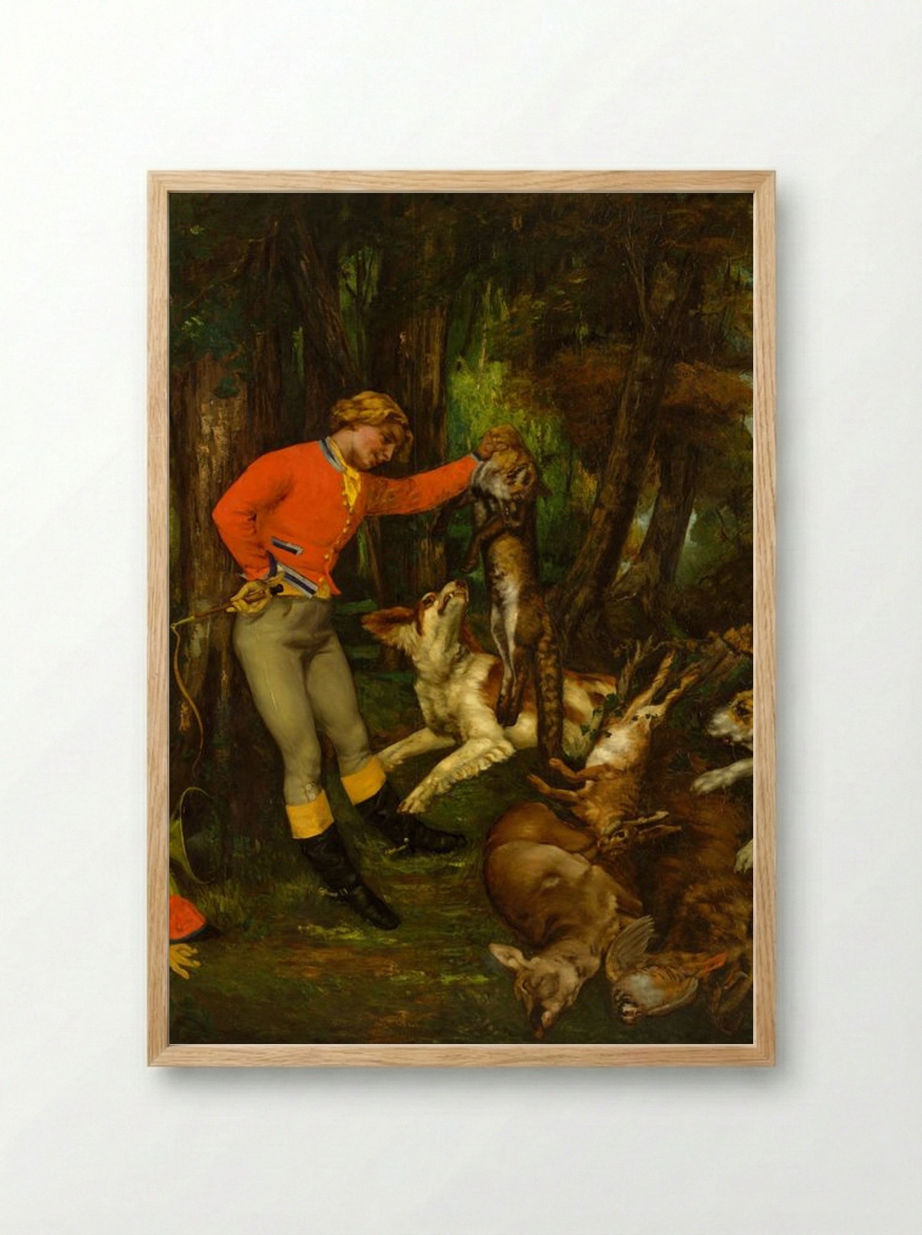 After the Hunt - Gustave Courbet - Framed Print Wood